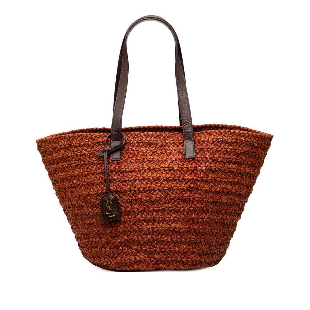 Saint Laurent Medium Raffia Panier Basket Shopper Tote