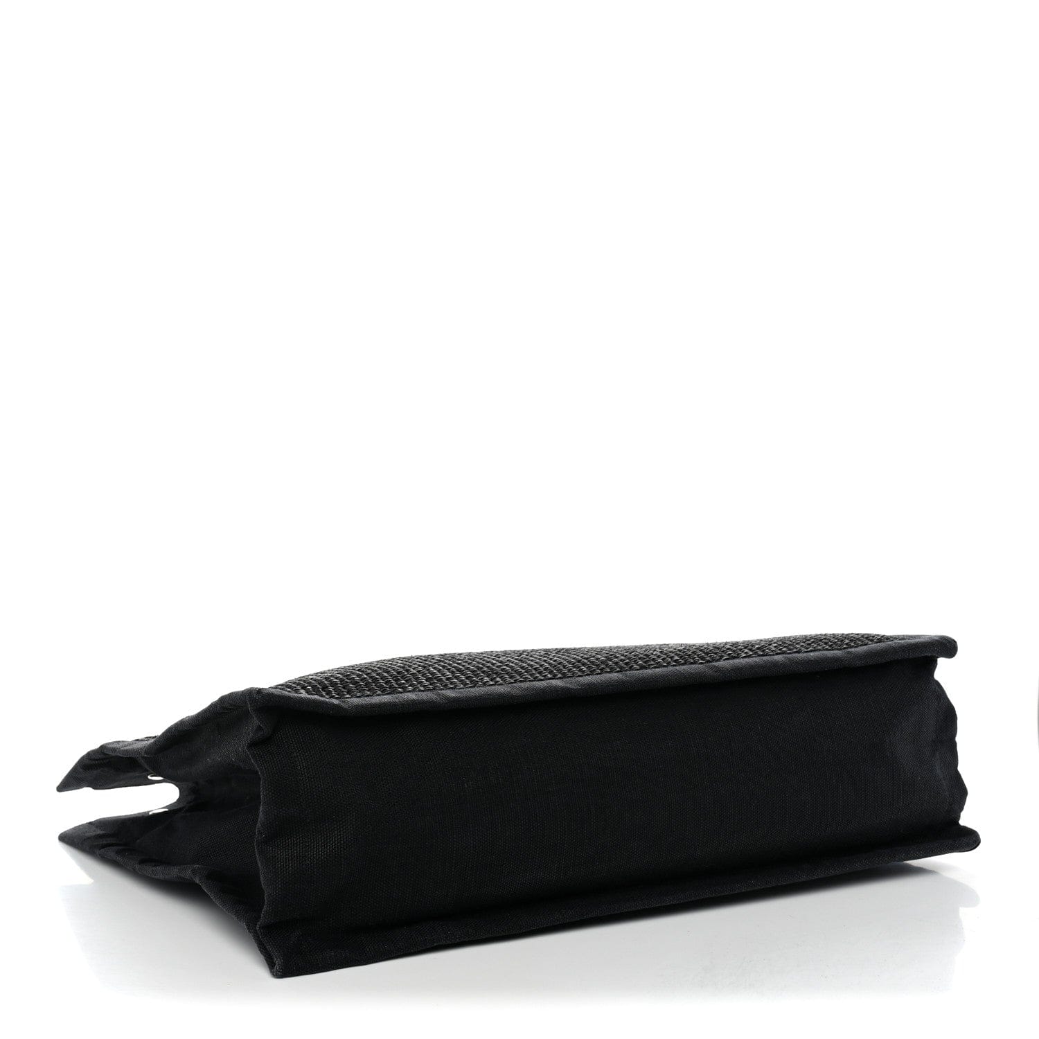 Saint Laurent Raffia Linen Calfskin Rive Gauche Tote Black