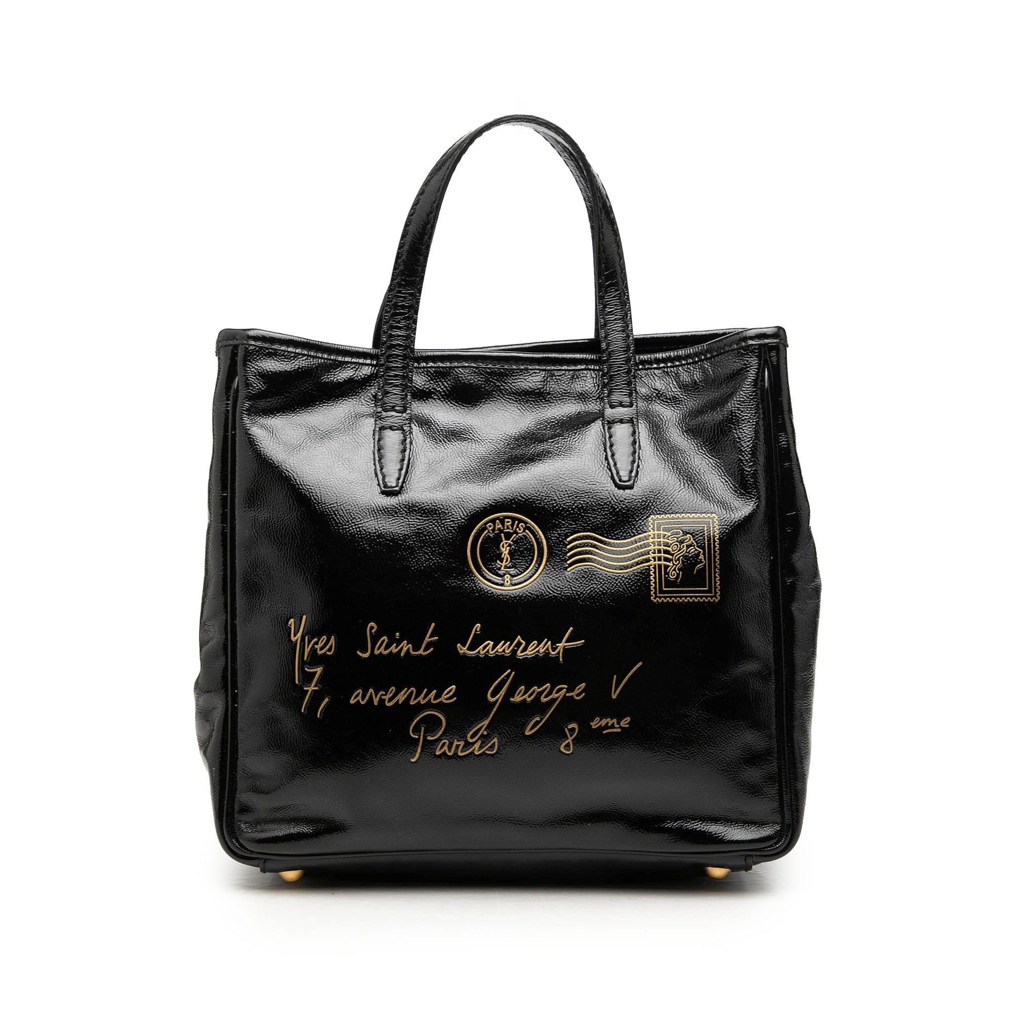Saint Laurent Small Textured Patent Y Mail Tote