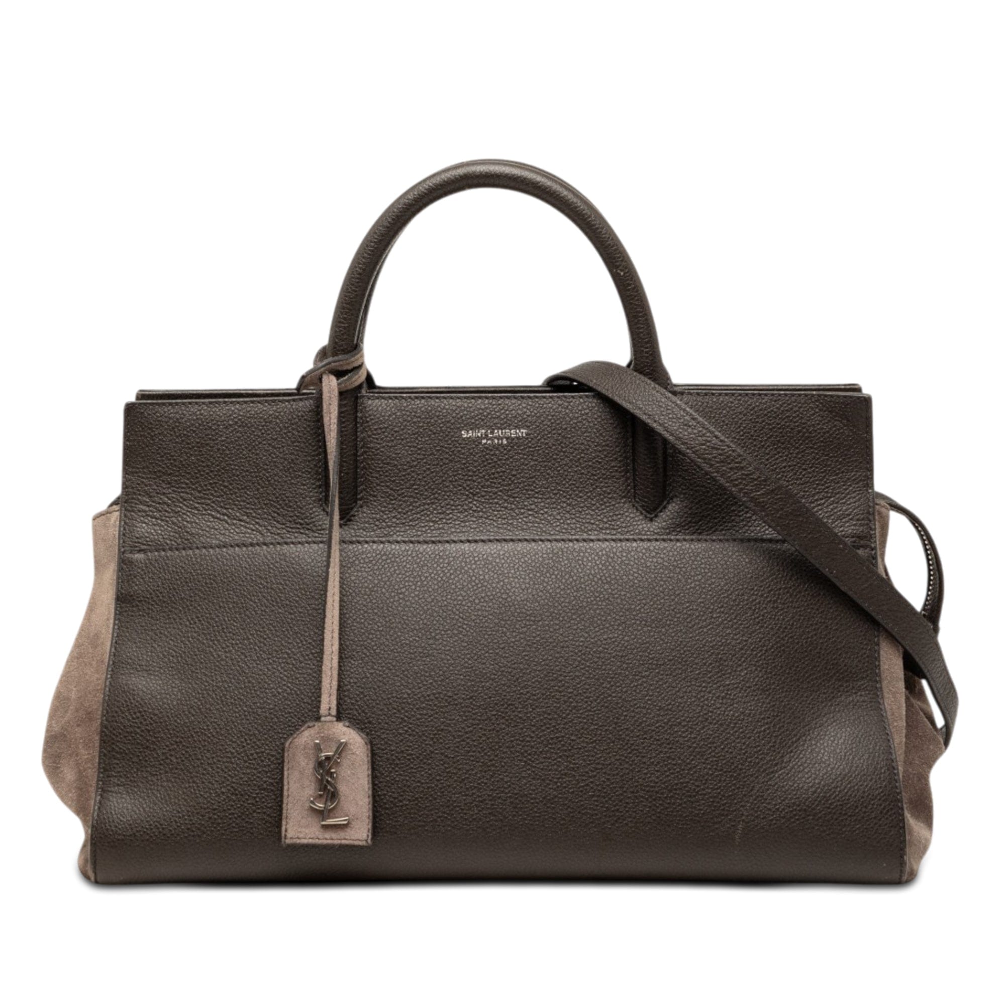 Saint Laurent Small Leather and Suede Rive Gauche Cabas Tote