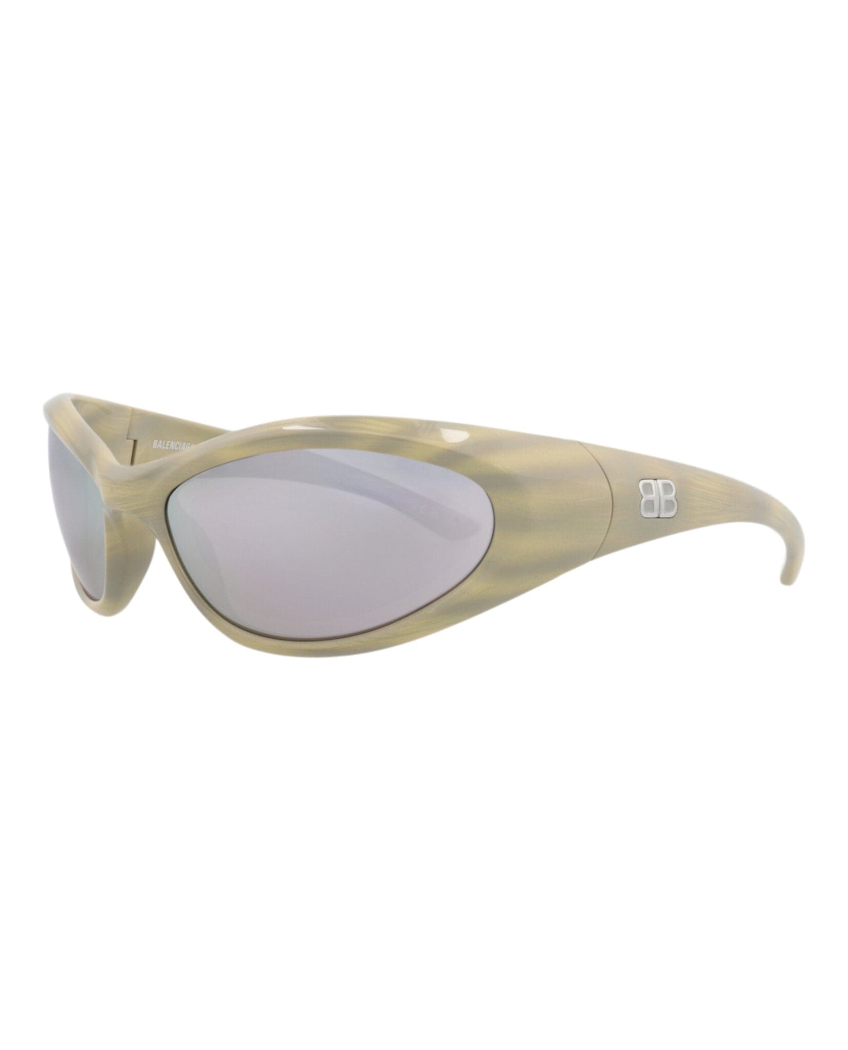 Balenciaga Unisex Shield/Wrap Ivory Ivory Silver Fashion Designer Eyewear