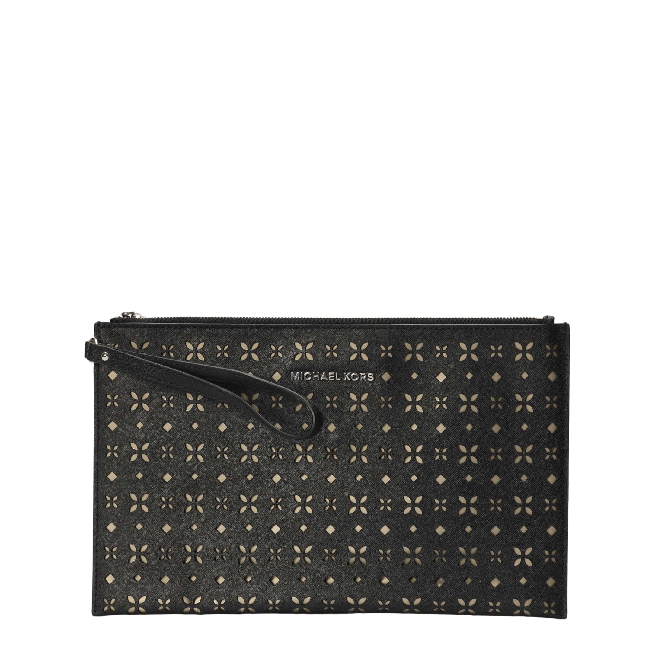 Michael Kors Black Floral Zip Wristlet