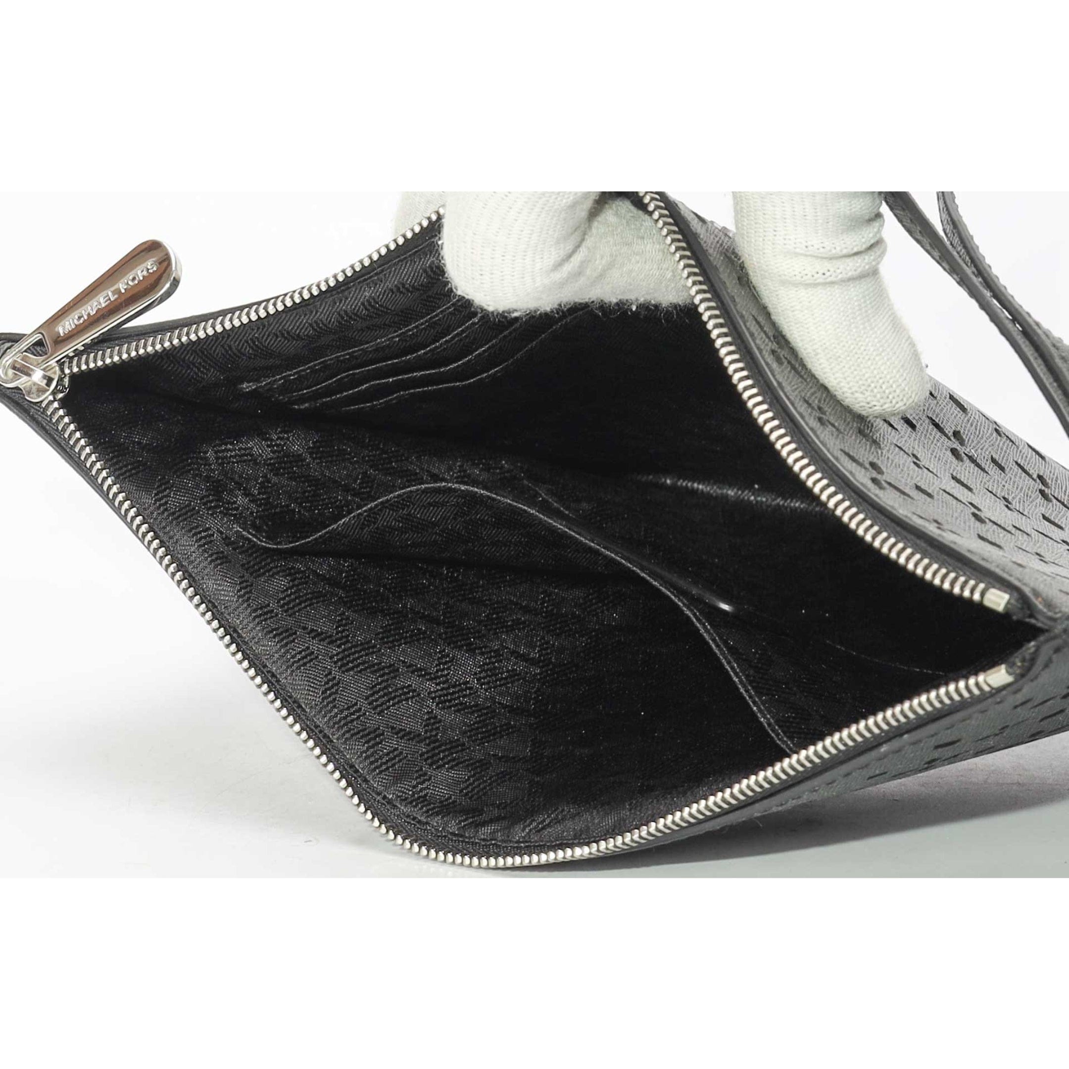 Michael Kors Black Floral Zip Wristlet