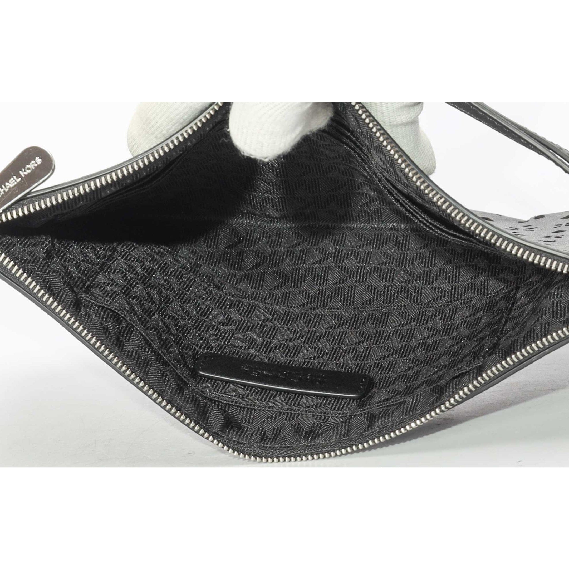 Michael Kors Black Floral Zip Wristlet