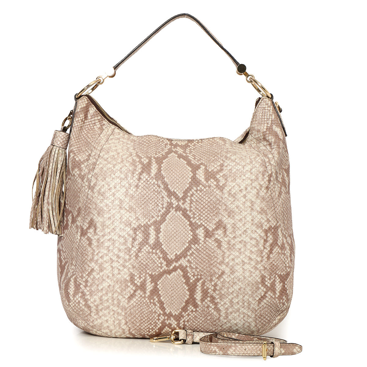 Michael Kors White & Grey Python Embossed Hobo Bag