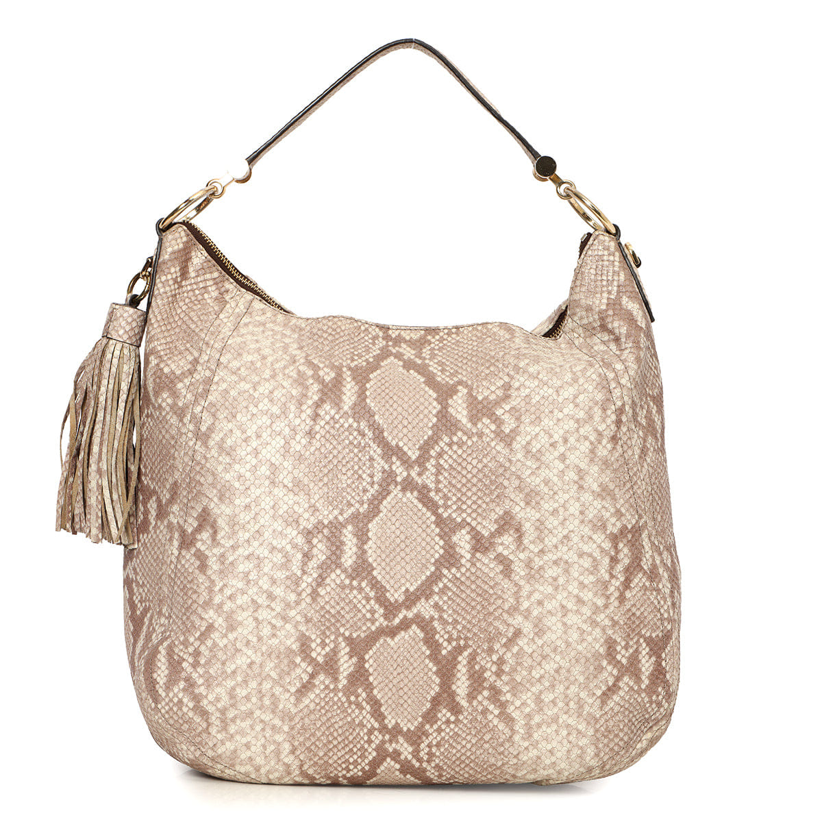 Michael Kors White & Grey Python Embossed Hobo Bag