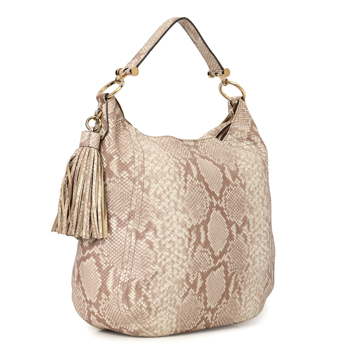 Michael Kors White & Grey Python Embossed Hobo Bag