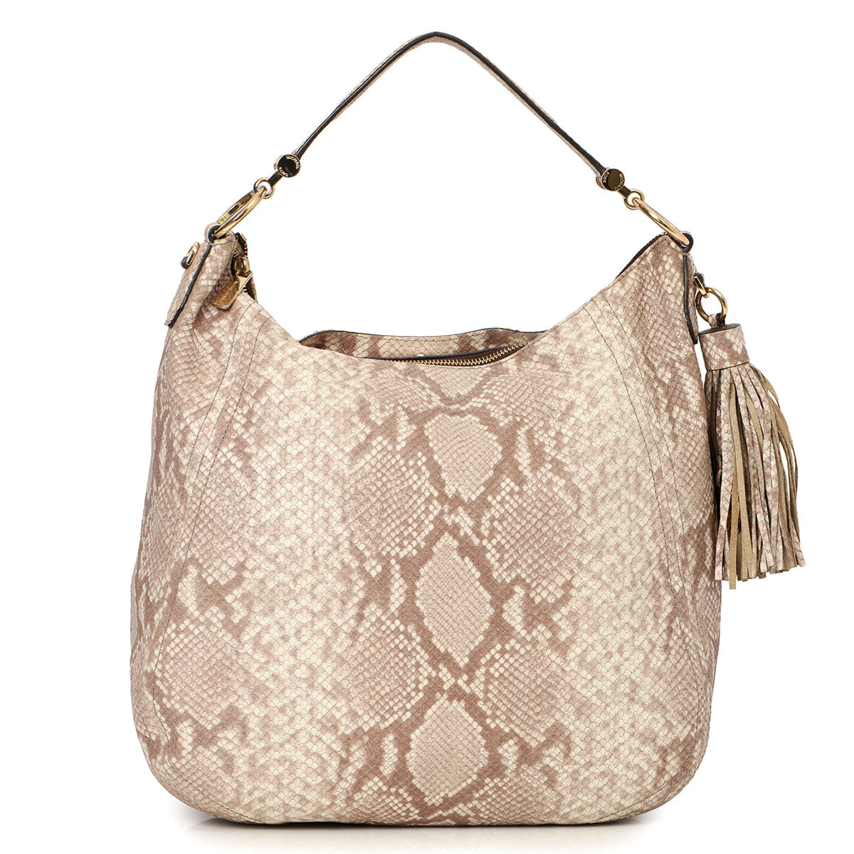 Michael Kors White & Grey Python Embossed Hobo Bag