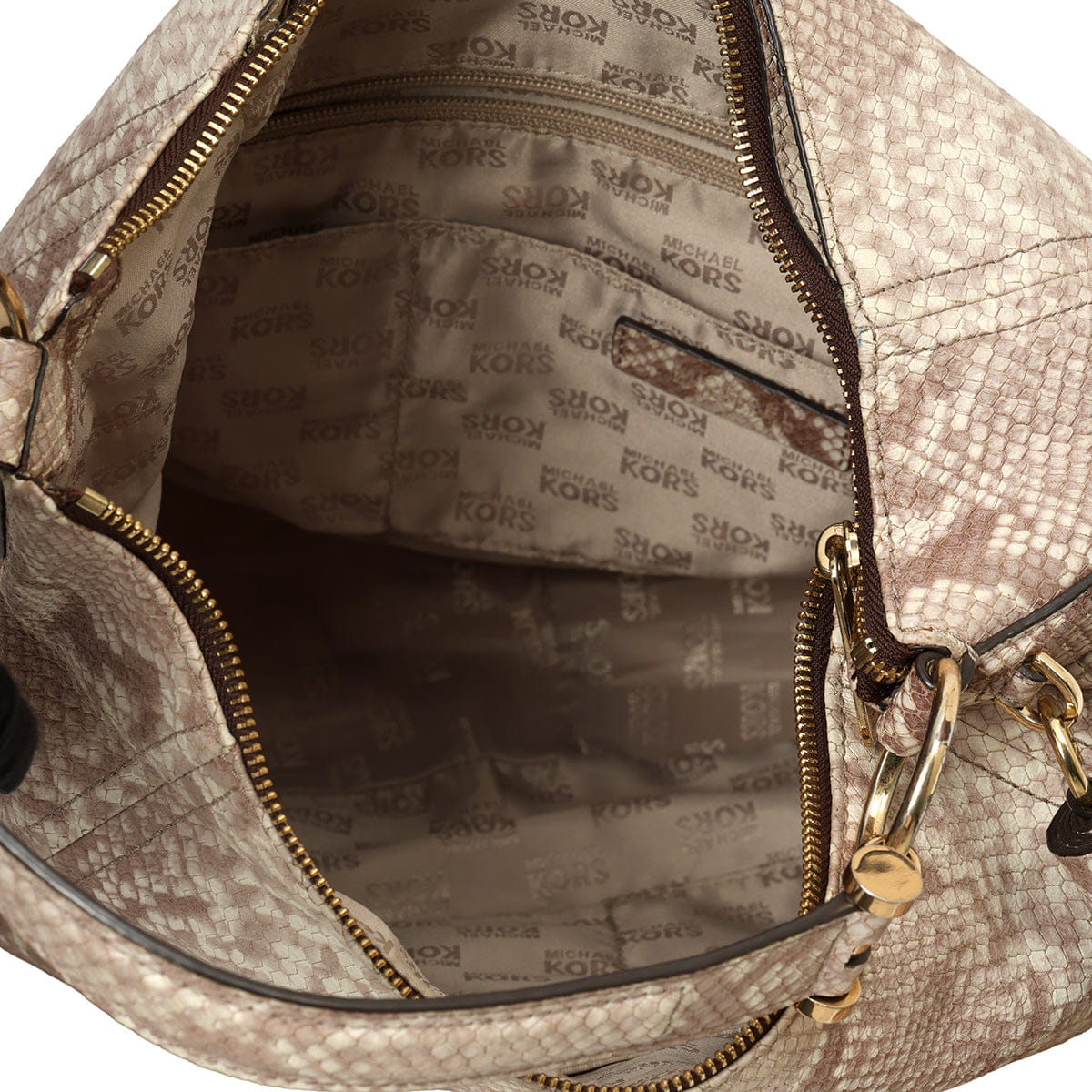 Michael Kors White & Grey Python Embossed Hobo Bag