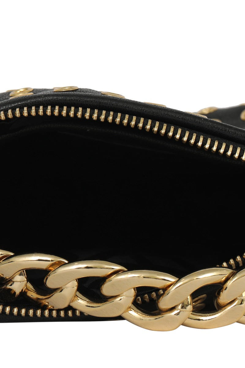 Michael Kors Black Golden Rivets Leather Small Handbags