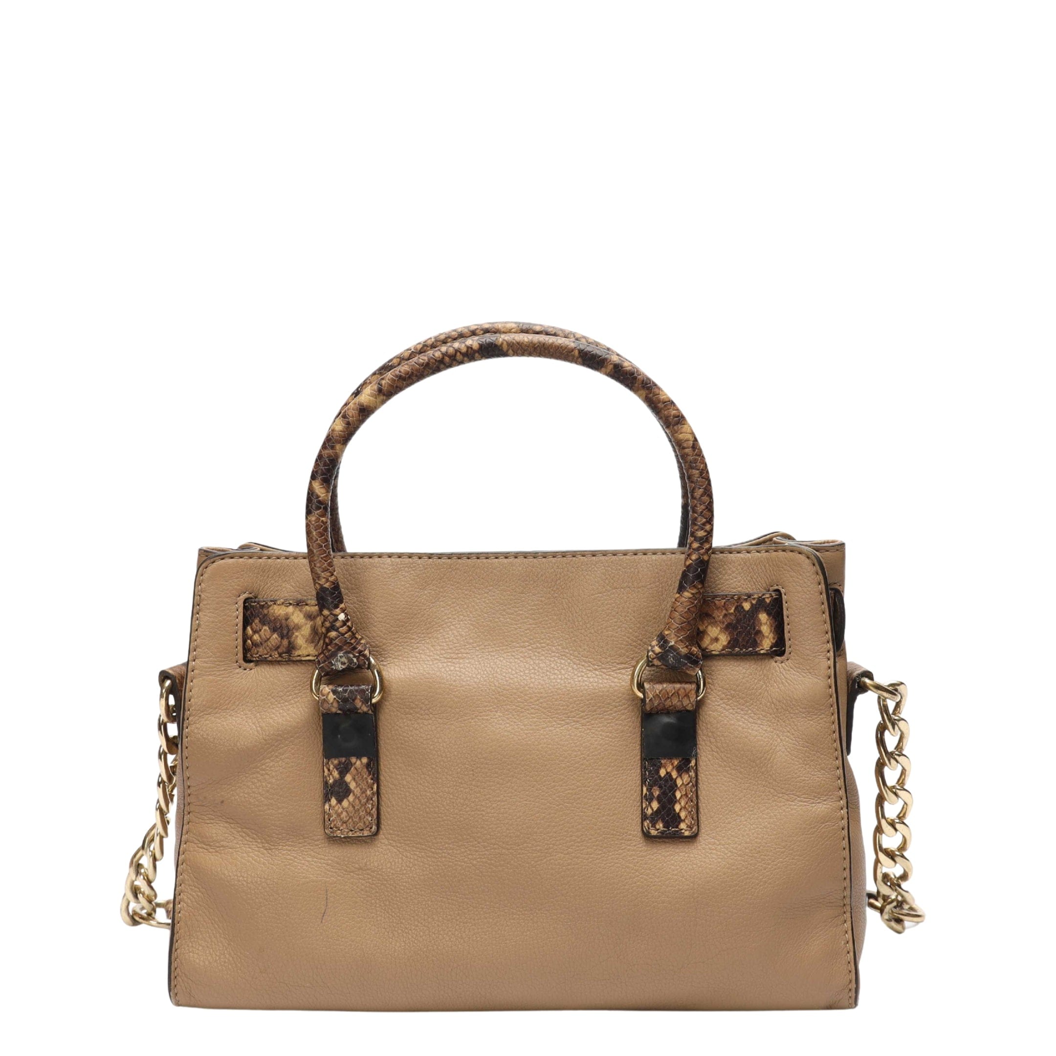 Michael Kors Beige Python Embossed Hamilton Satchel