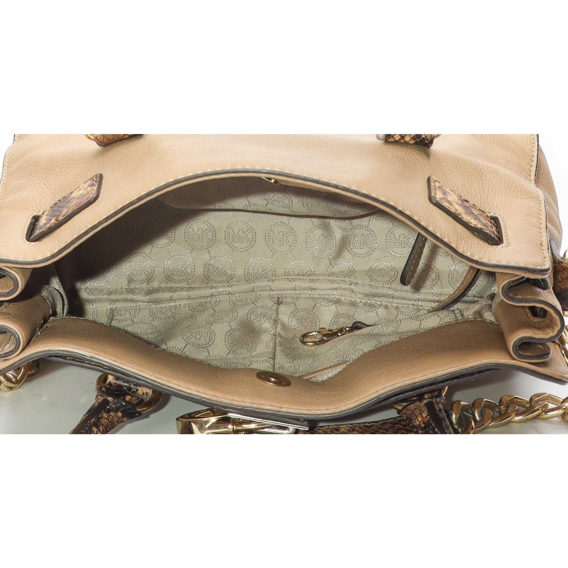 Michael Kors Beige Python Embossed Hamilton Satchel
