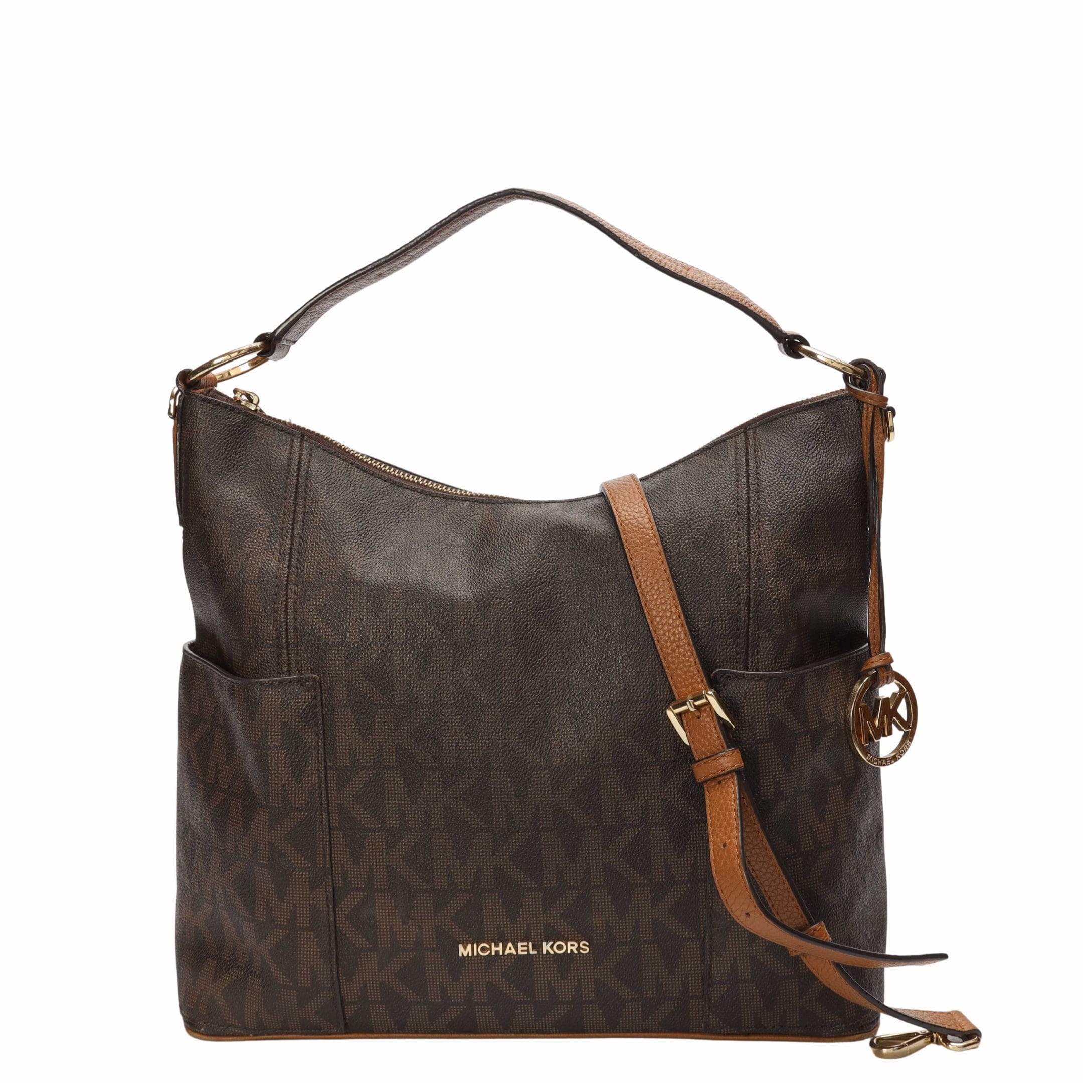 Michael Kors Brown Logo Convertible Hobo Bag