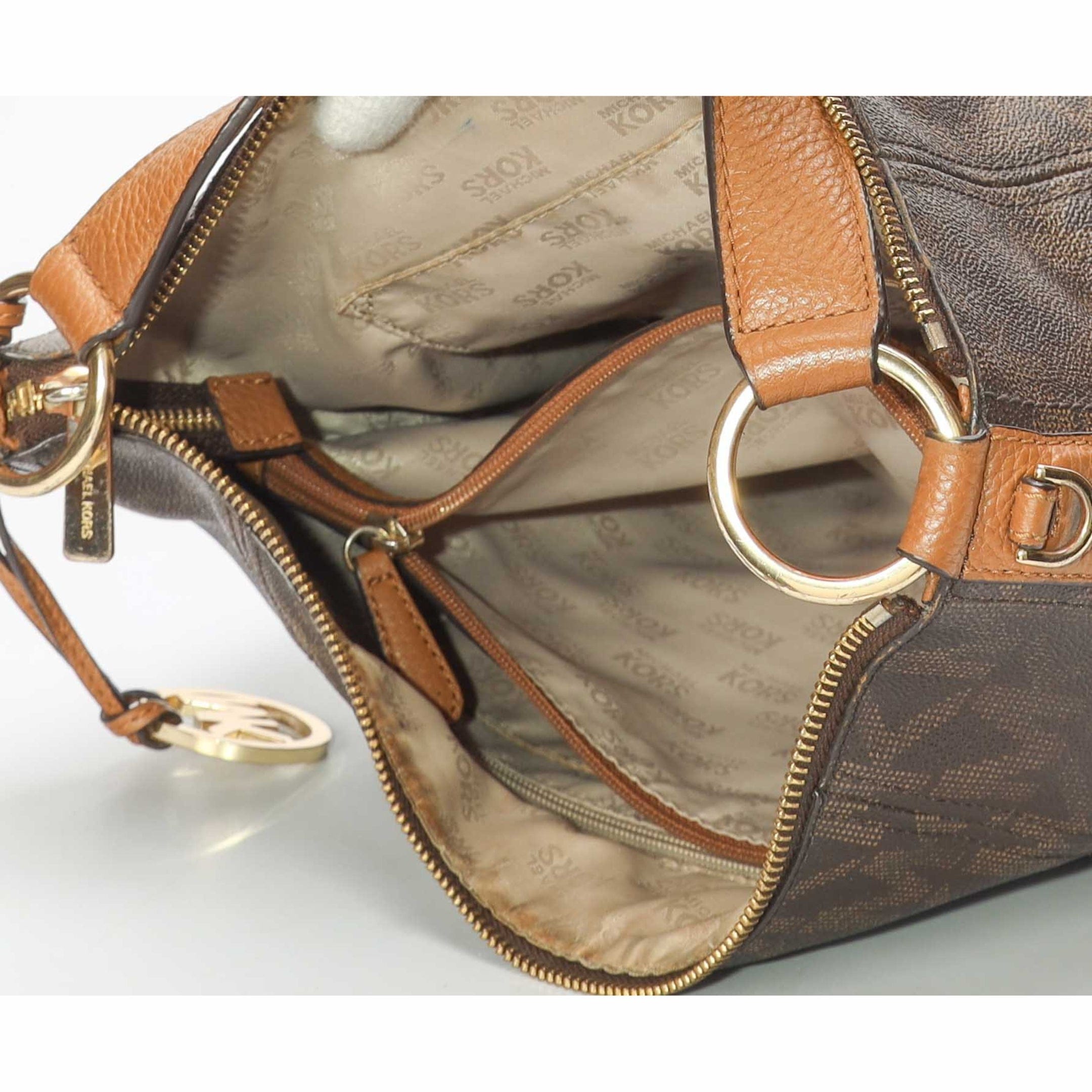 Michael Kors Brown Logo Convertible Hobo Bag