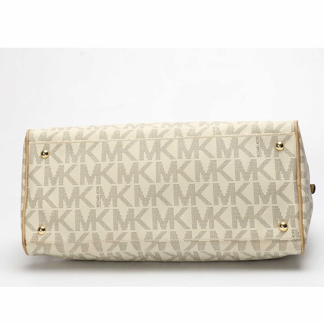Michael Kors Off White Signature Logo Charm Satchel