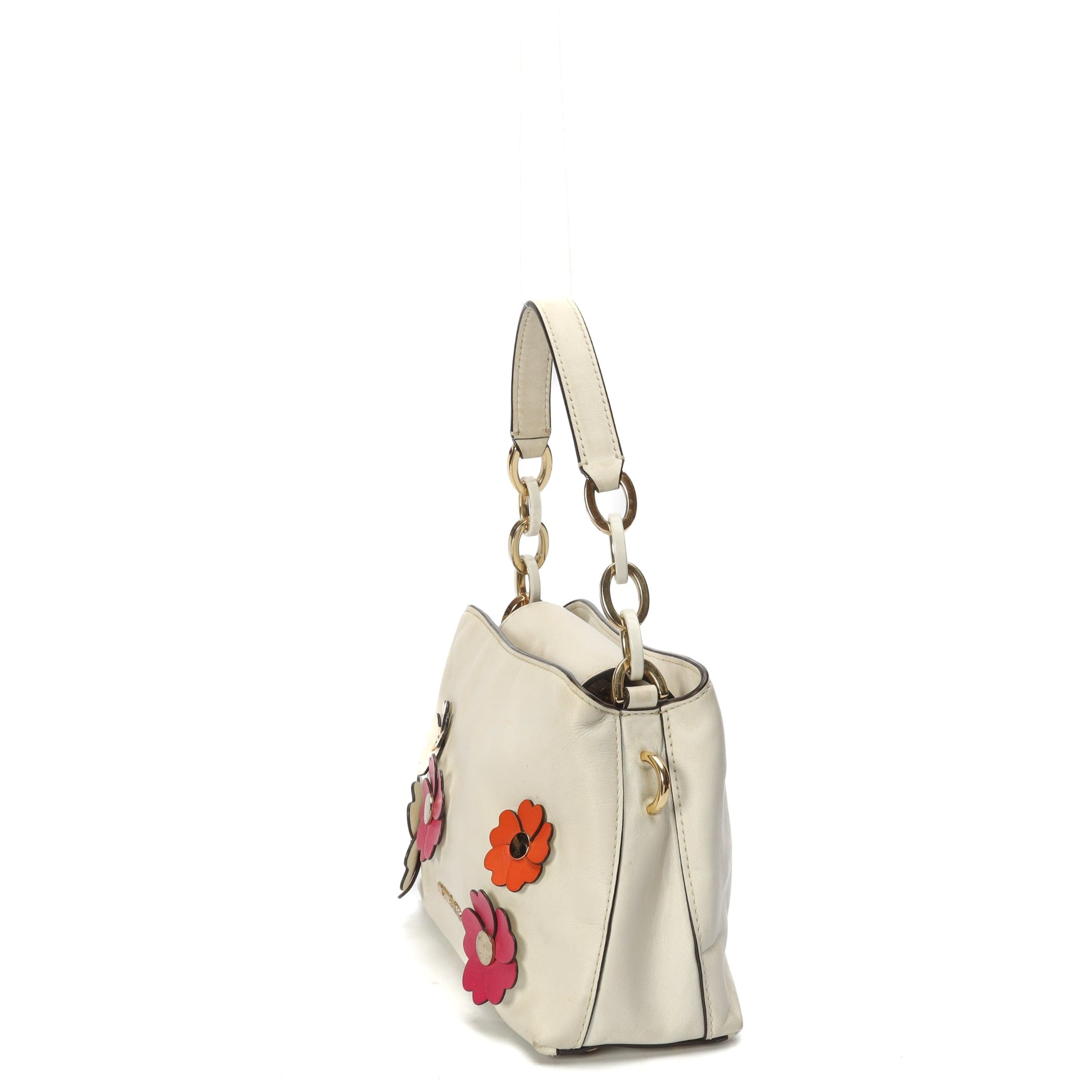 Michael Kors White Floral Applique Convertible Satchel