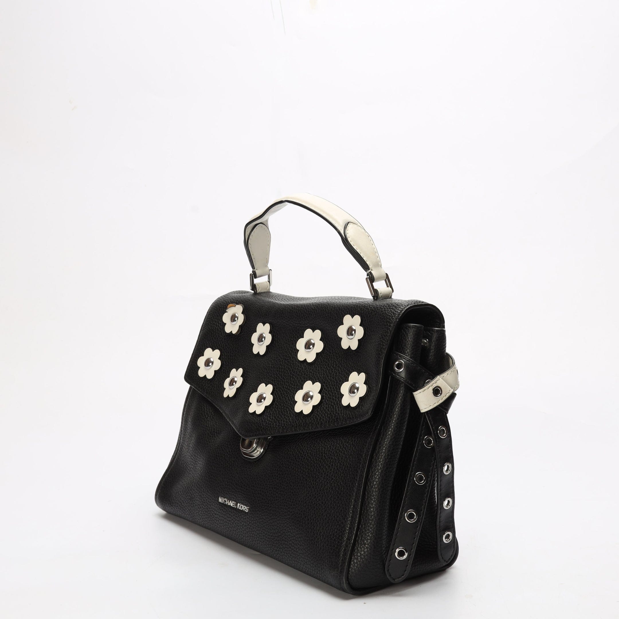 Michael Kors Bristol Floral Appliqué Black Satchel