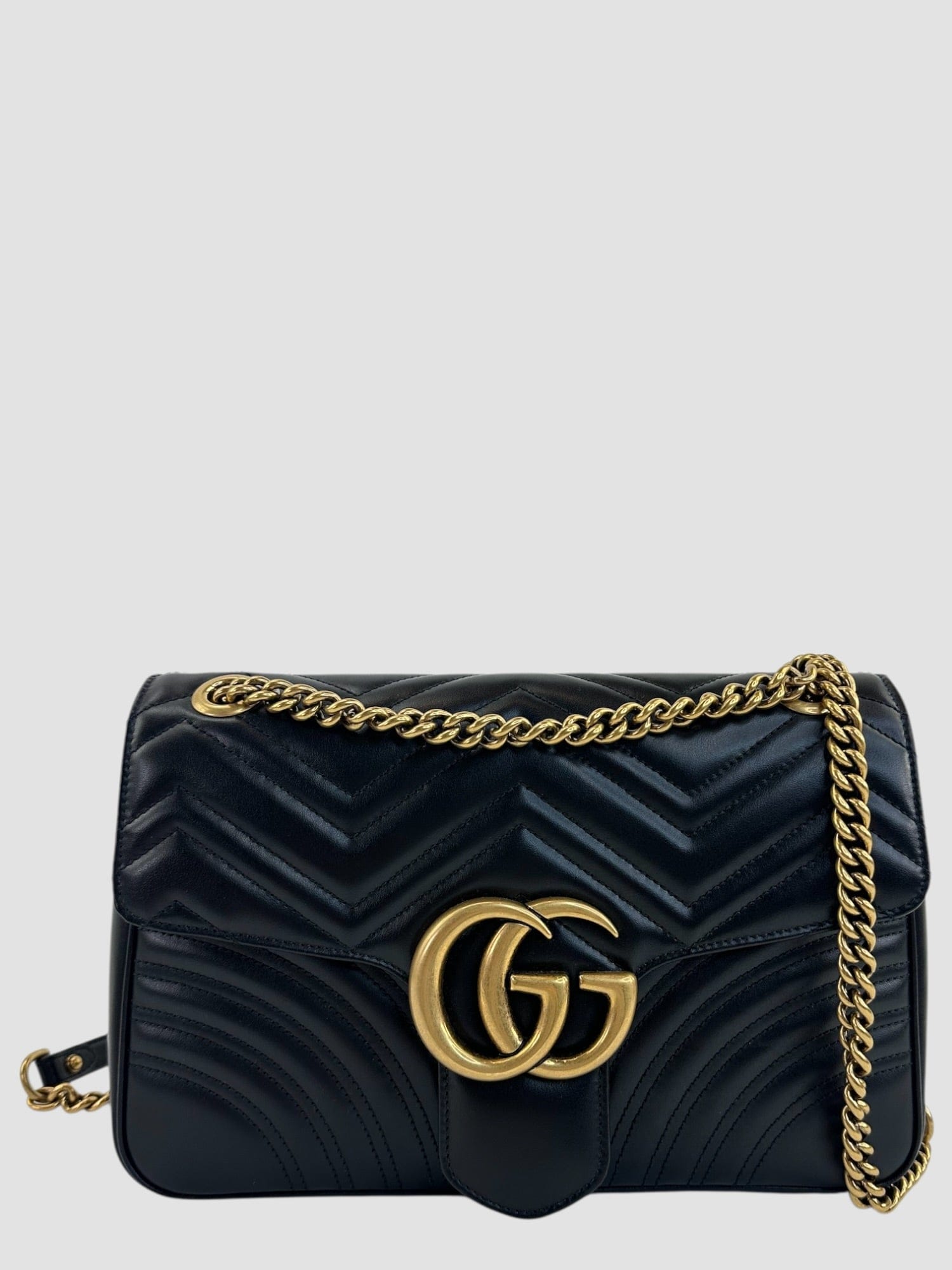 Gucci Black GG Marmont Leather Large Shoulder Bag