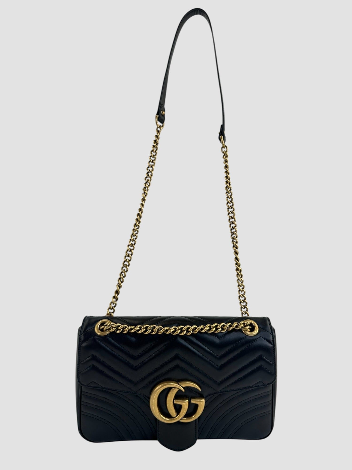 Gucci Black GG Marmont Leather Large Shoulder Bag