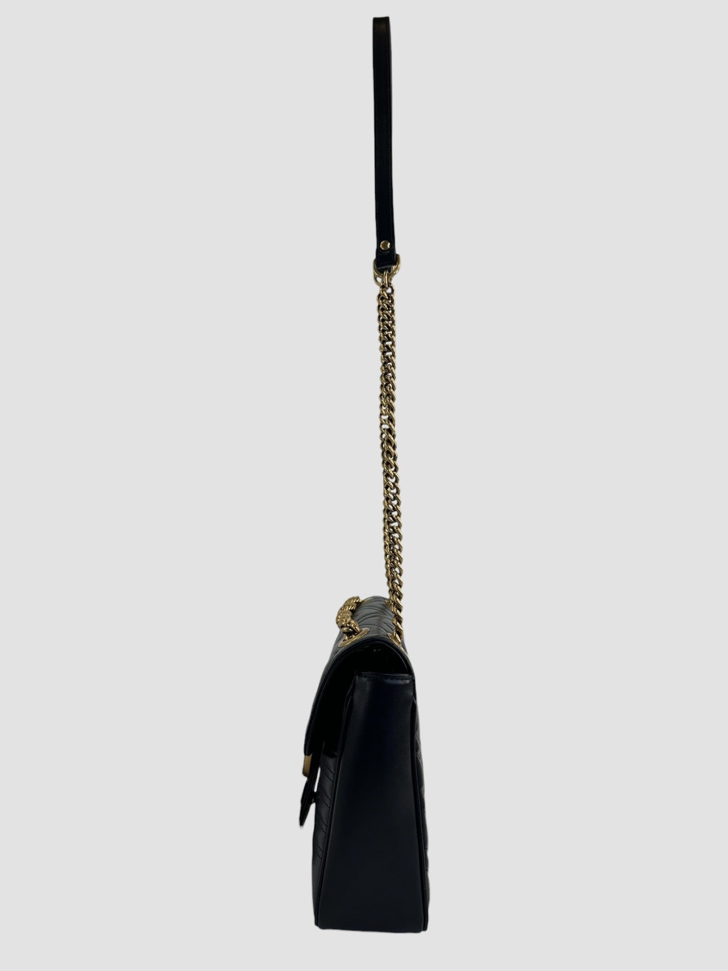 Gucci Black GG Marmont Leather Large Shoulder Bag