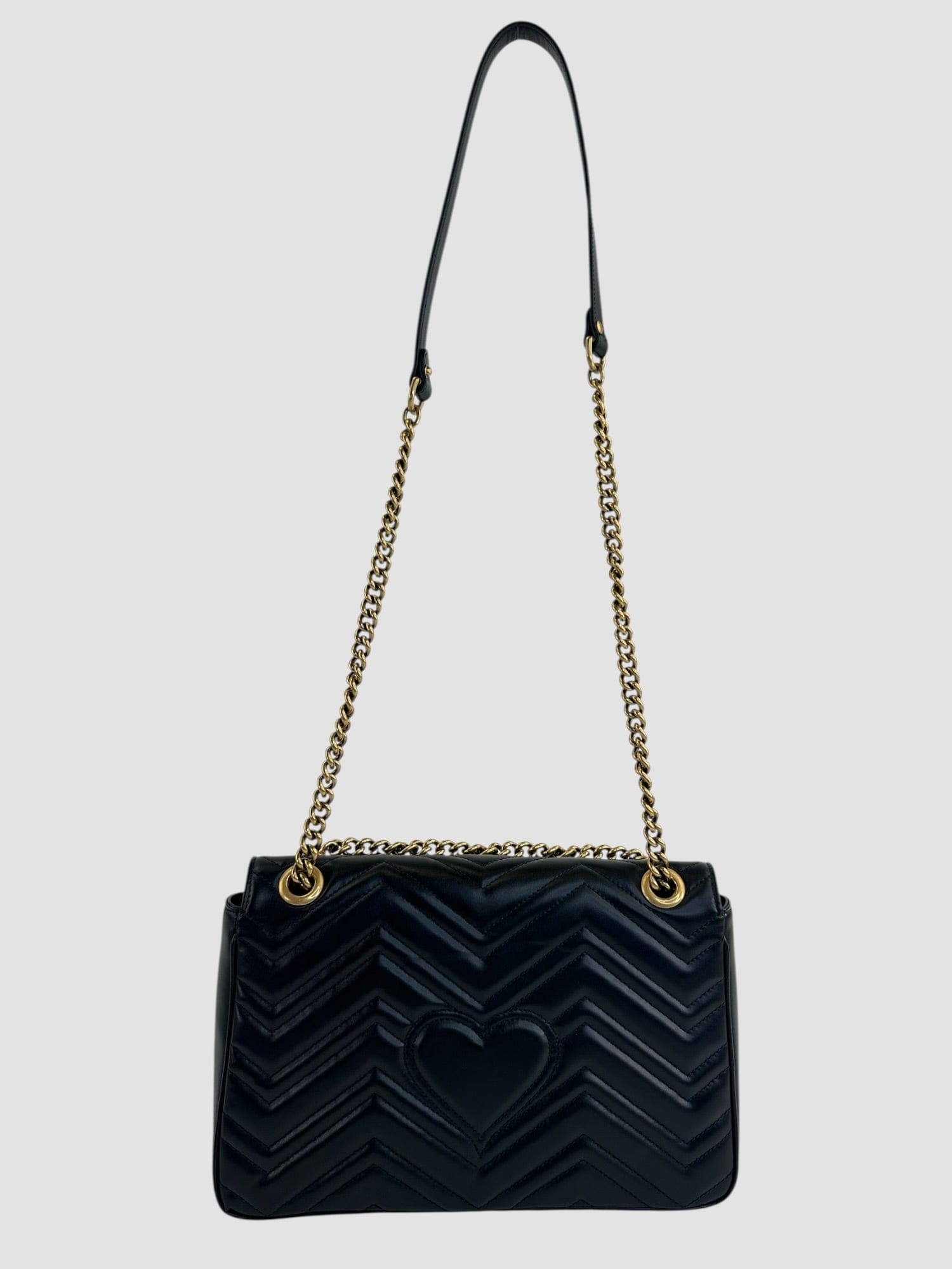 Gucci Black GG Marmont Leather Large Shoulder Bag