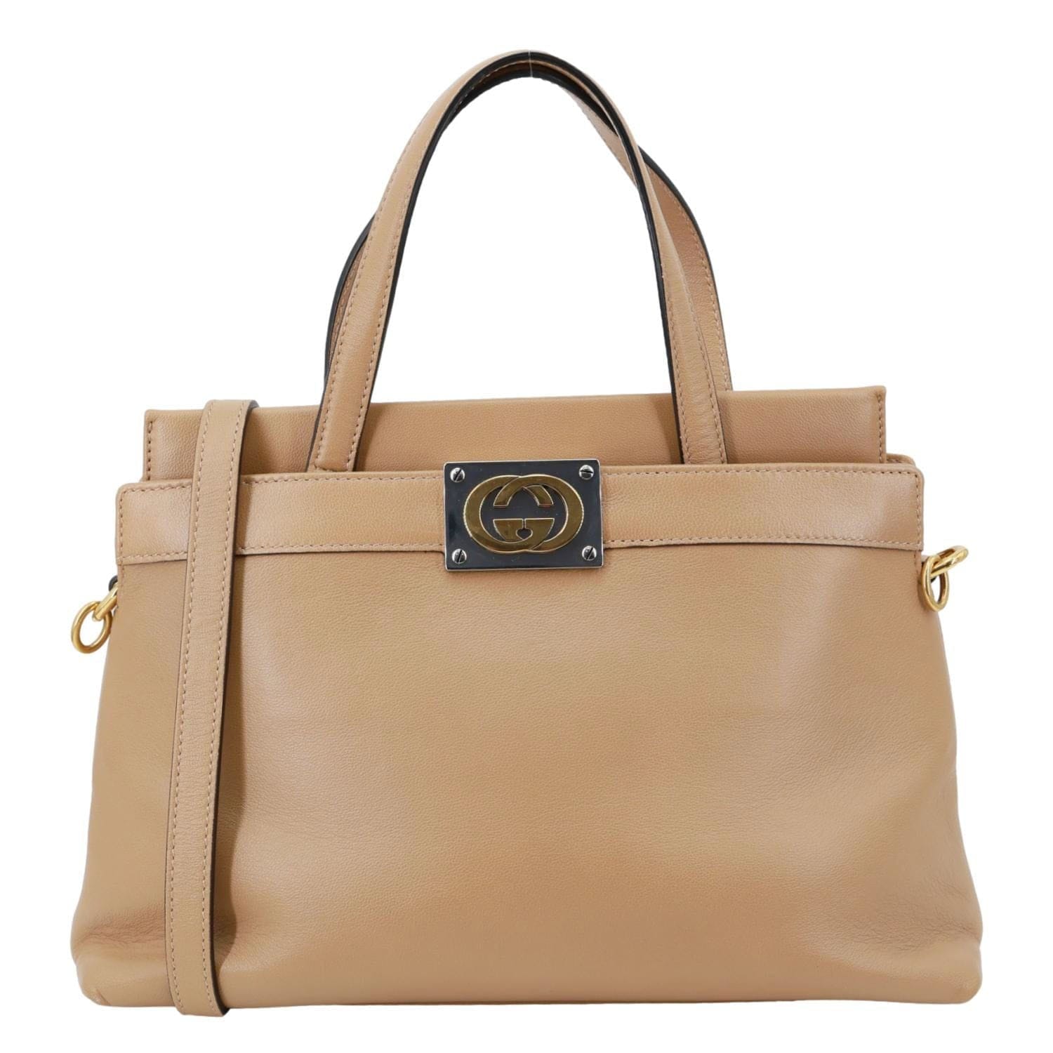 GUCCI Matisse GG Leather Top Handle Shoulder Bag Beige 631663