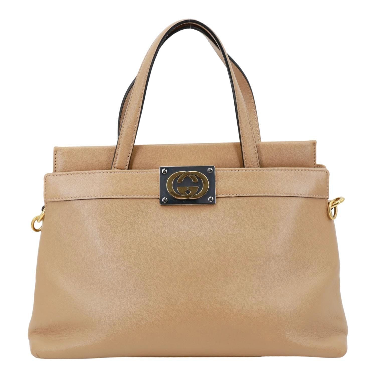 GUCCI Matisse GG Leather Top Handle Shoulder Bag Beige 631663