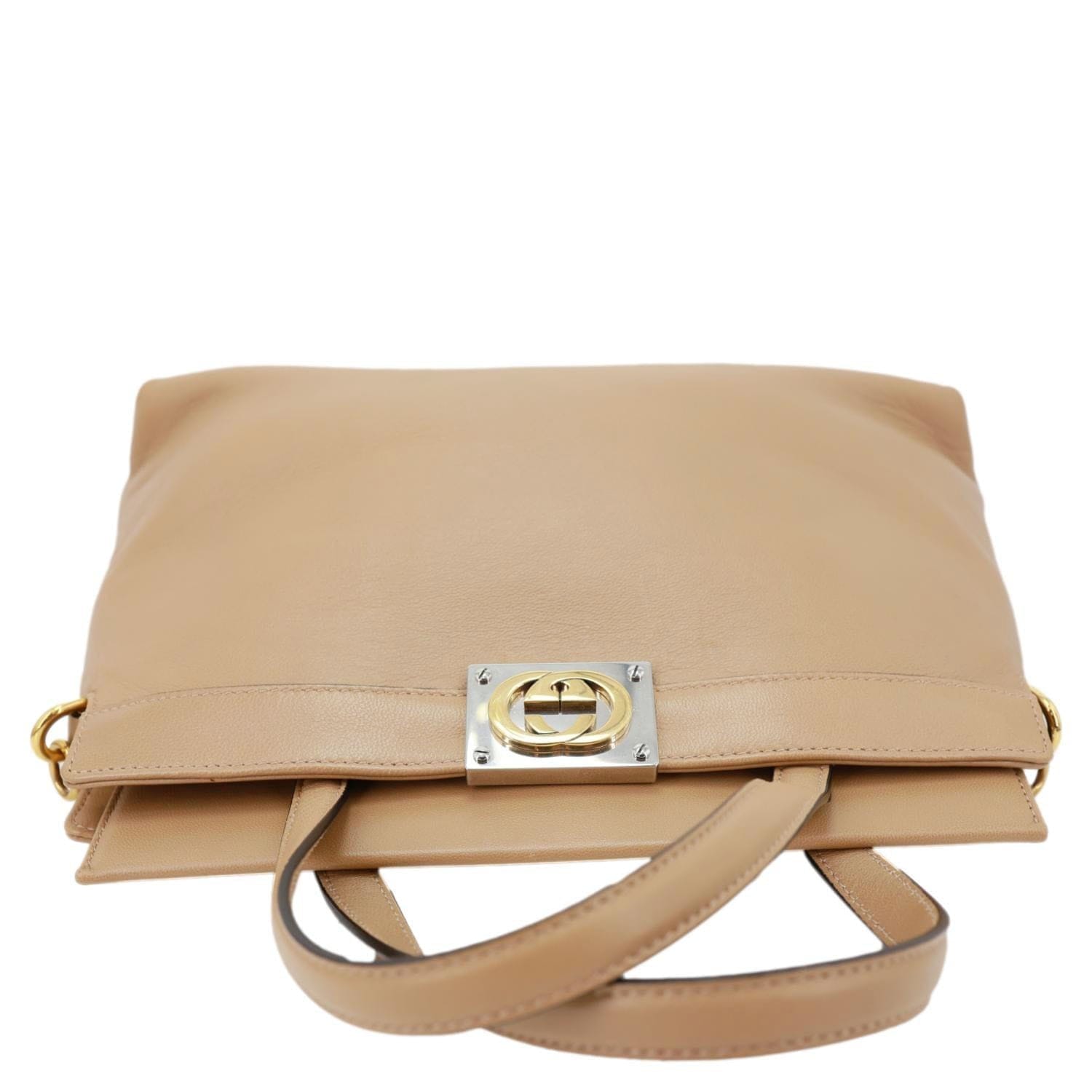 GUCCI Matisse GG Leather Top Handle Shoulder Bag Beige 631663