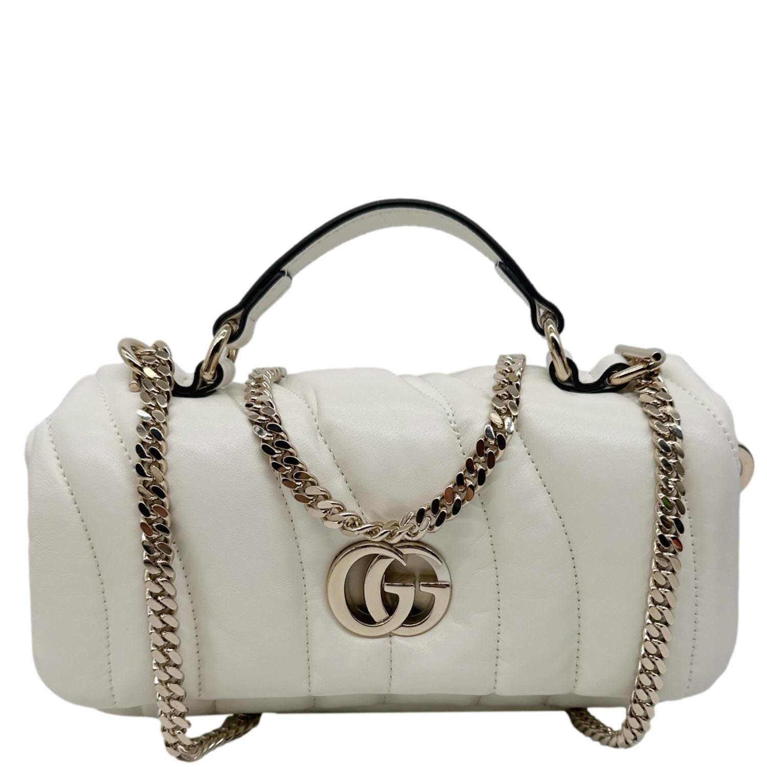 GUCCI GG Milano Mini Leather Top Handle Shoulder Bag Off White 806017