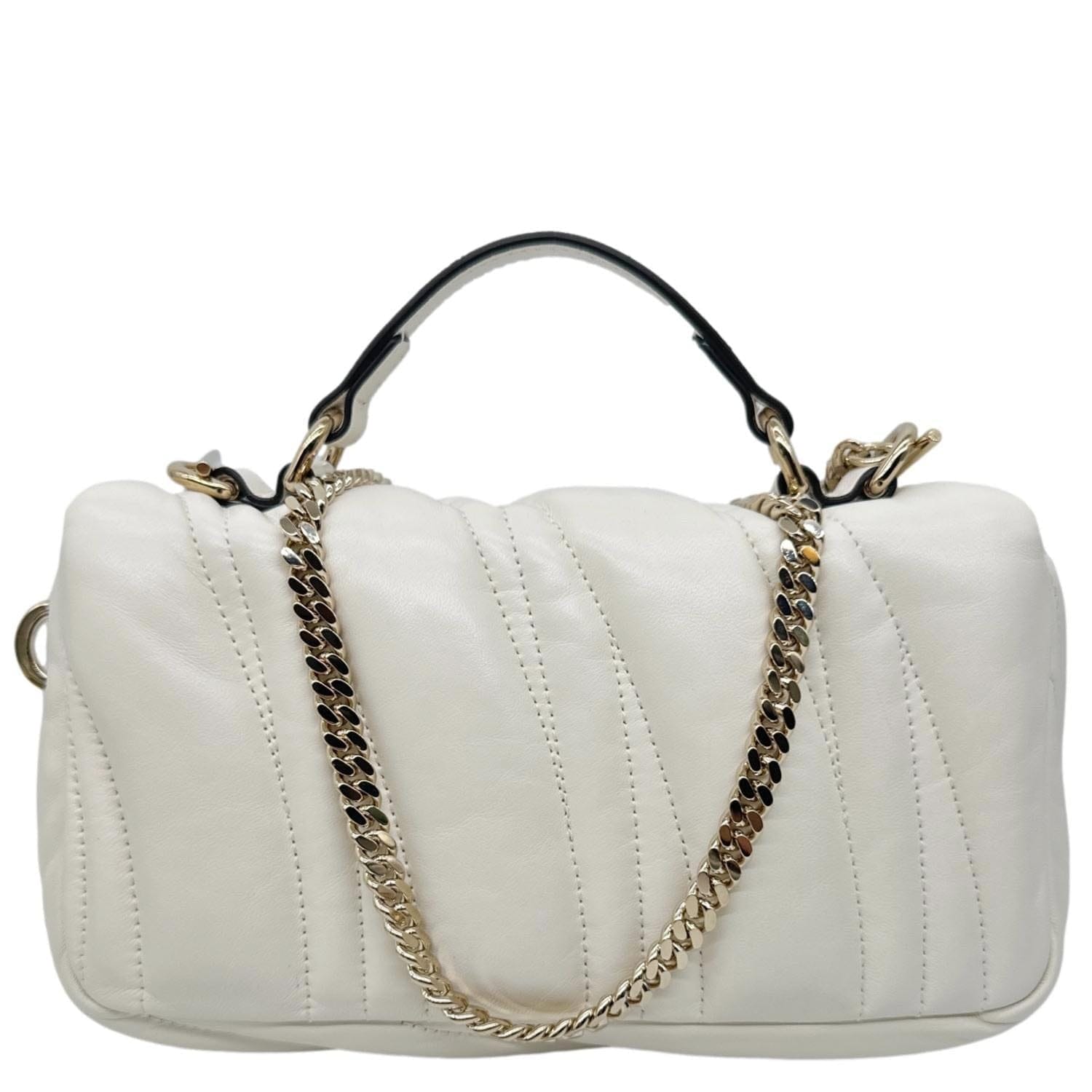 GUCCI GG Milano Mini Leather Top Handle Shoulder Bag Off White 806017