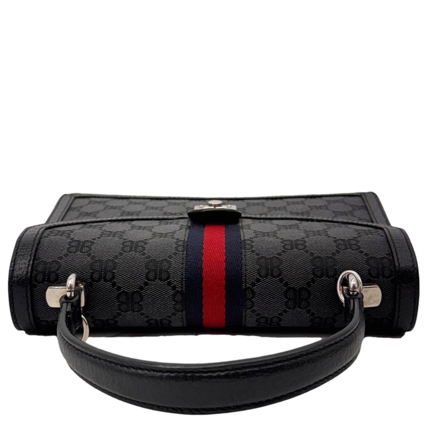 GUCCI x BALENCIAGA The Hacker Project BB Supreme Monogram Canvas Shoulder Bag Grey 680119