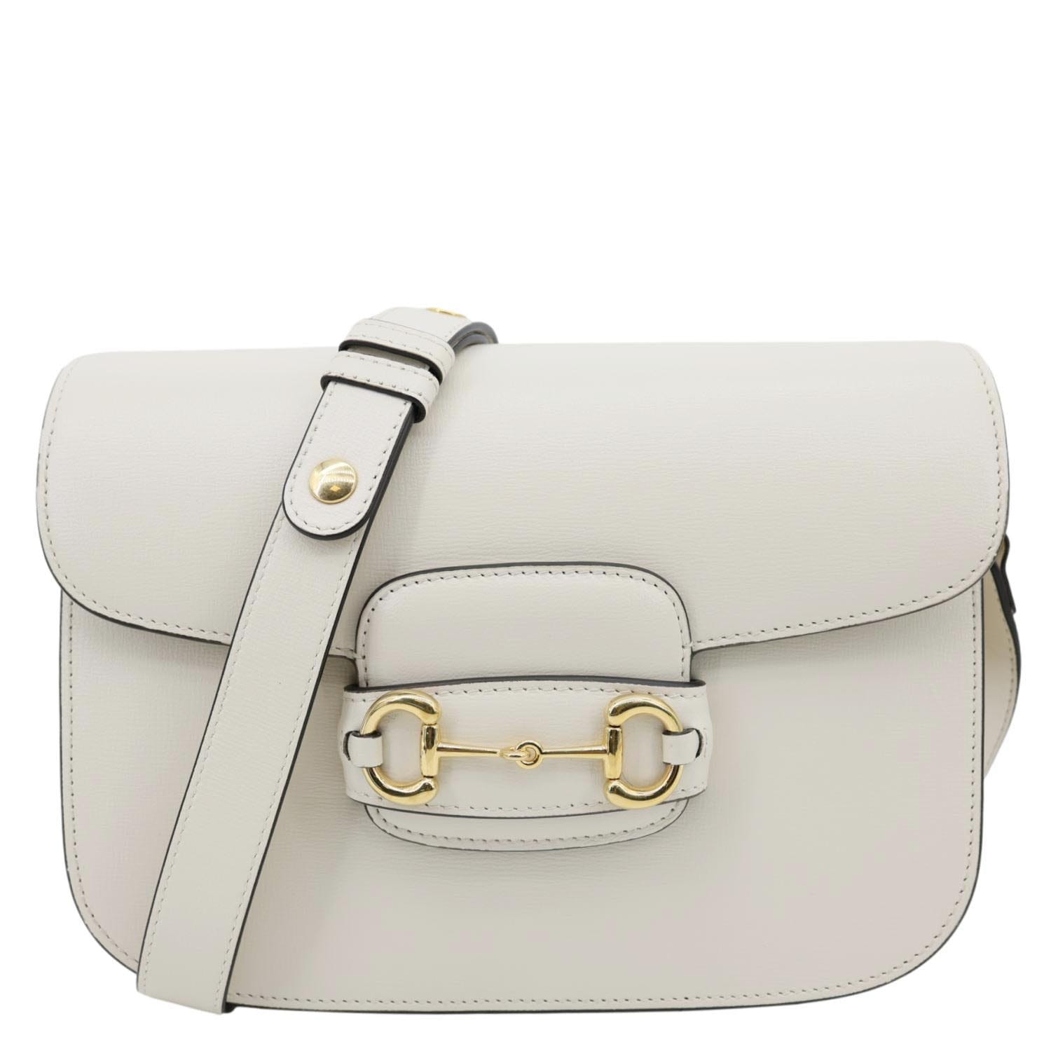 GUCCI Horsebit 1955 Small Leather Shoulder Bag Off White 602204