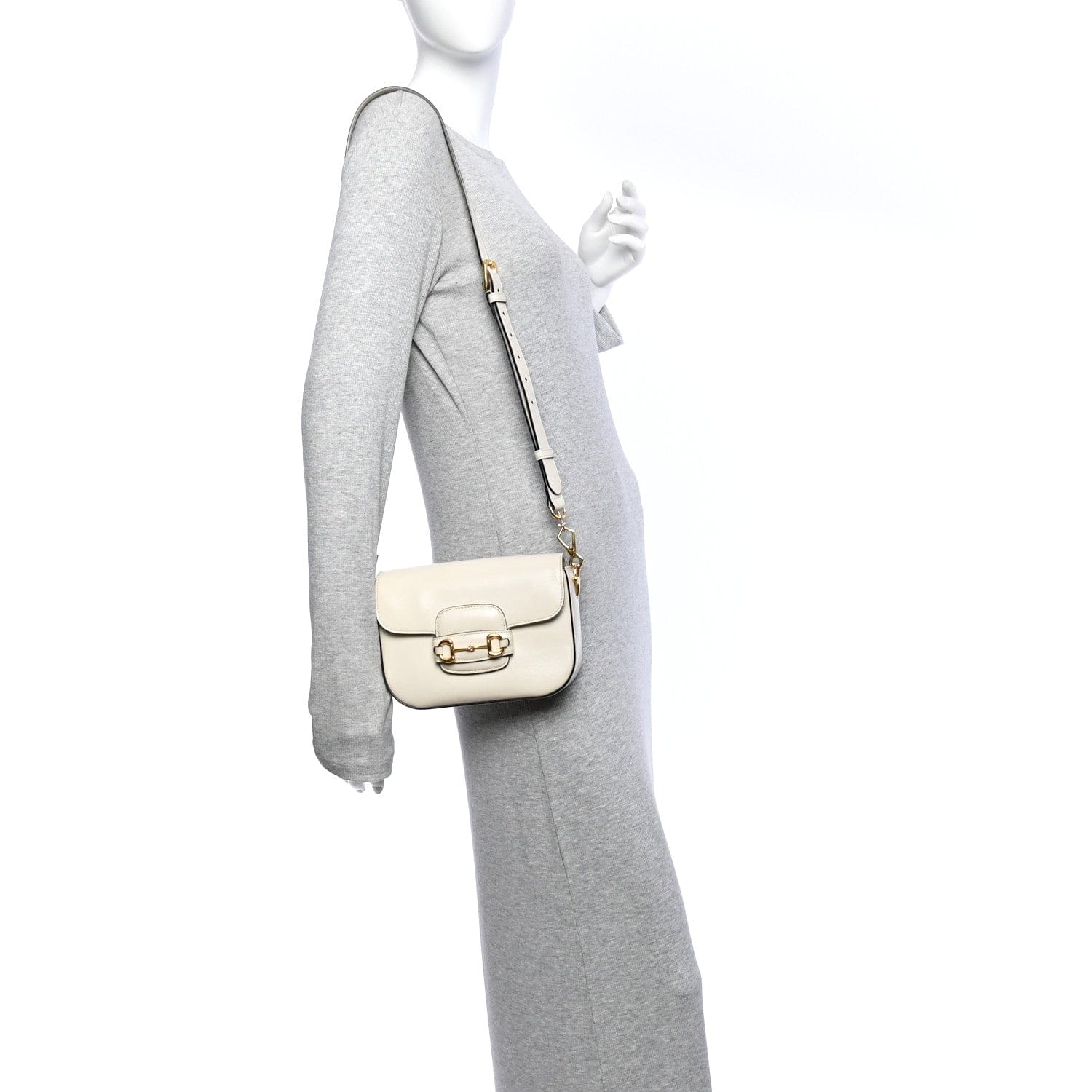 Gucci Azalea Calfskin Web Mini Horsebit 1955 Shoulder Bag Mystic White