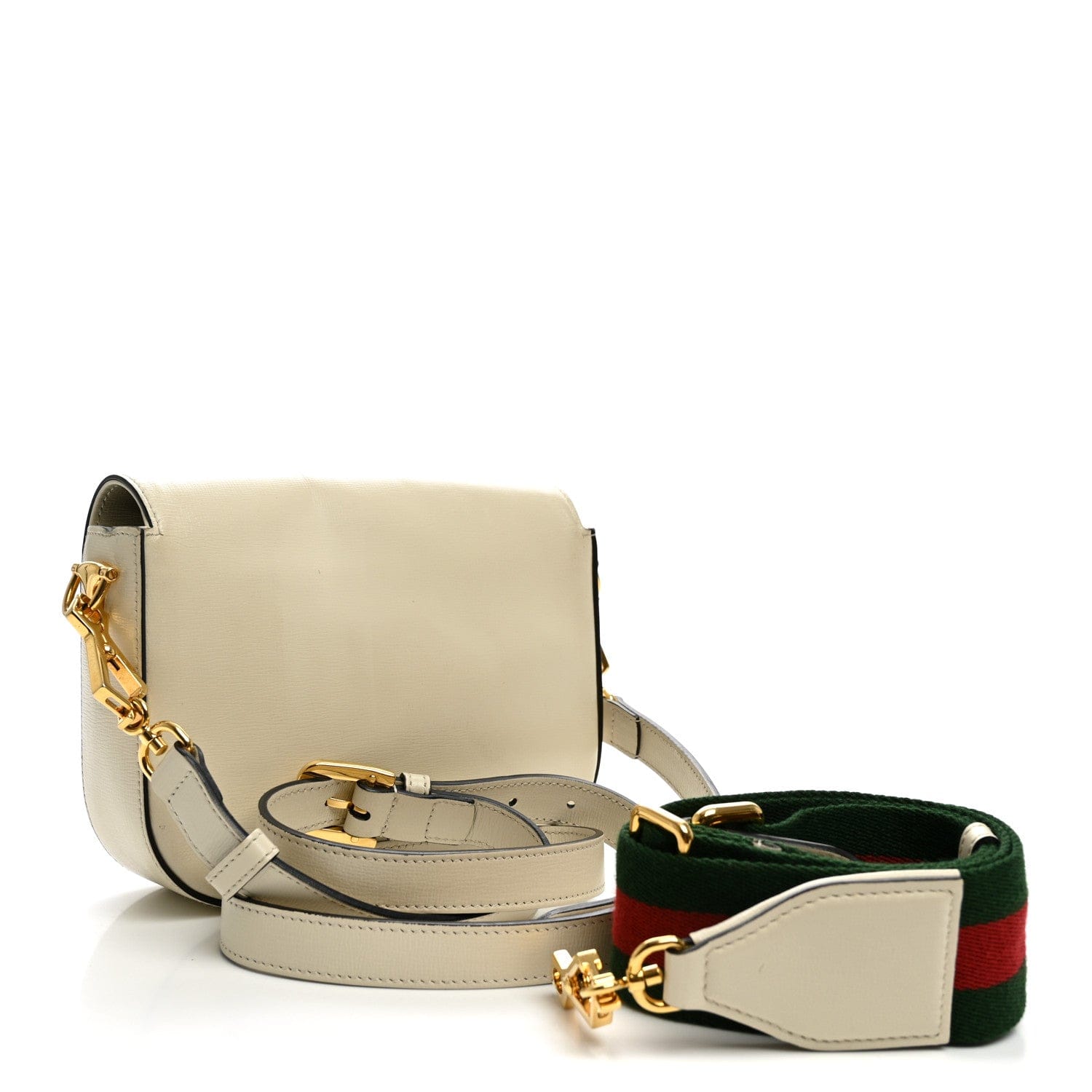 Gucci Azalea Calfskin Web Mini Horsebit 1955 Shoulder Bag Mystic White