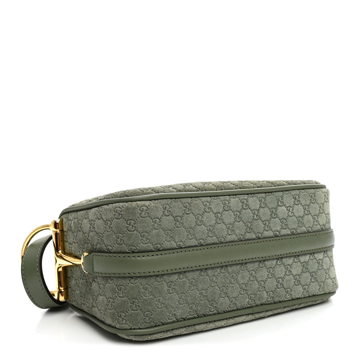 Gucci Suede GG Monogram Half Horsebit Mini Shoulder Bag Sage