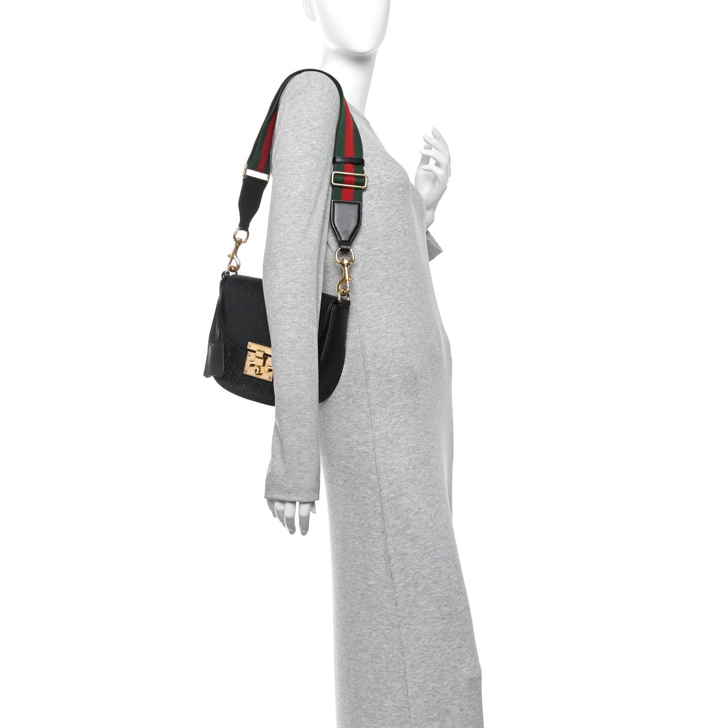Guccissima Web Medium Padlock Messenger Shoulder Bag Black