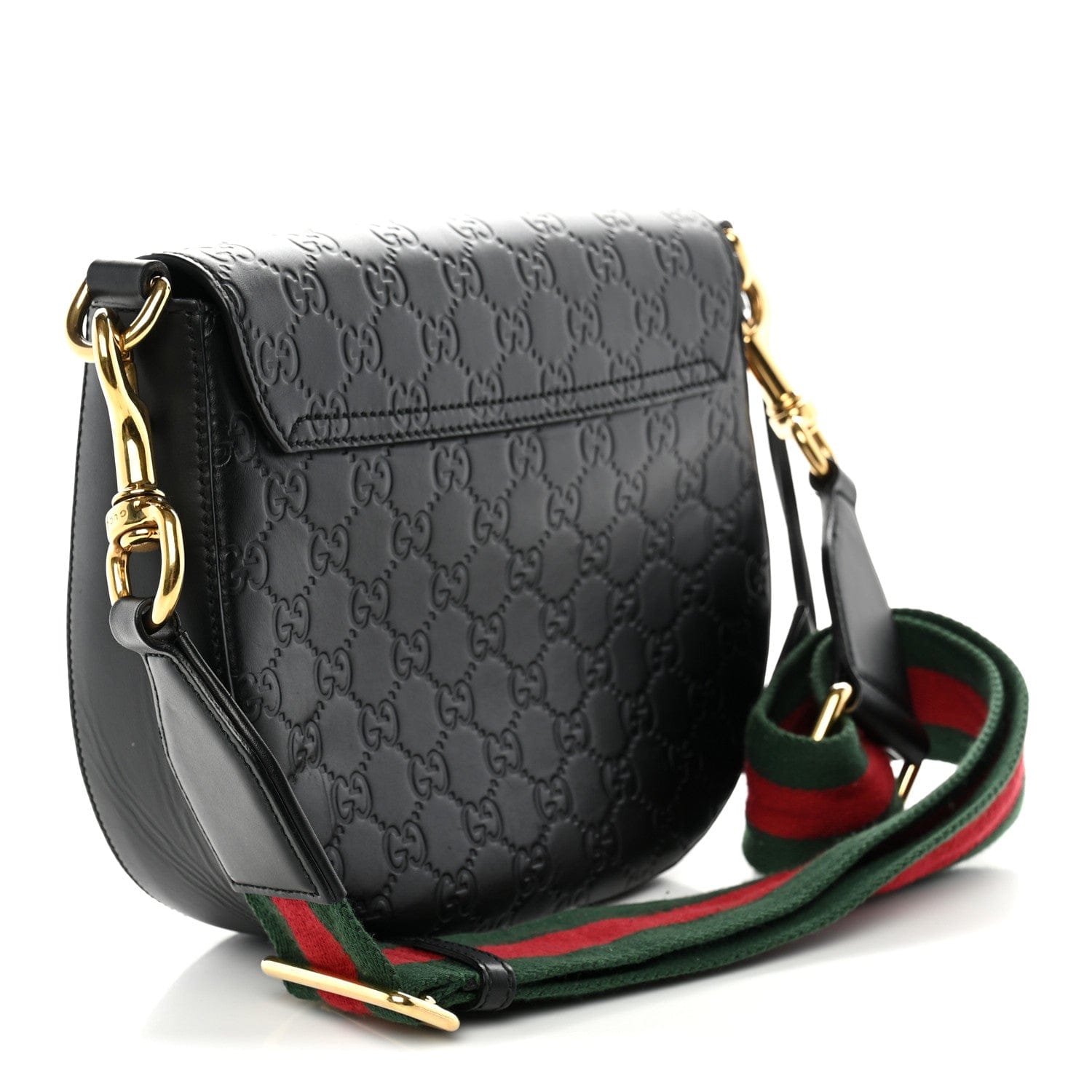 Guccissima Web Medium Padlock Messenger Shoulder Bag Black