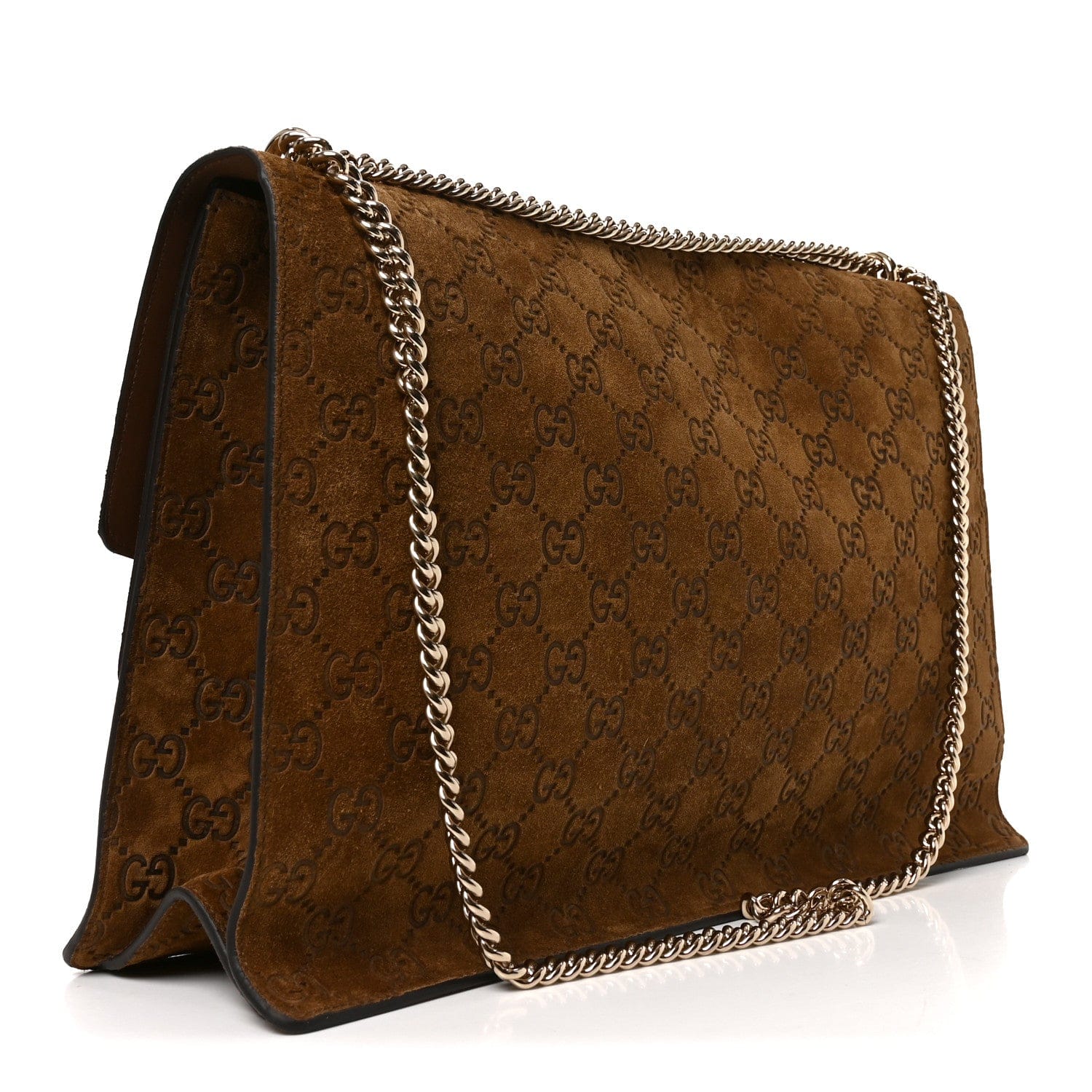 Gucci Suede GG Debossed Large Dionysus Shoulder Bag Brown