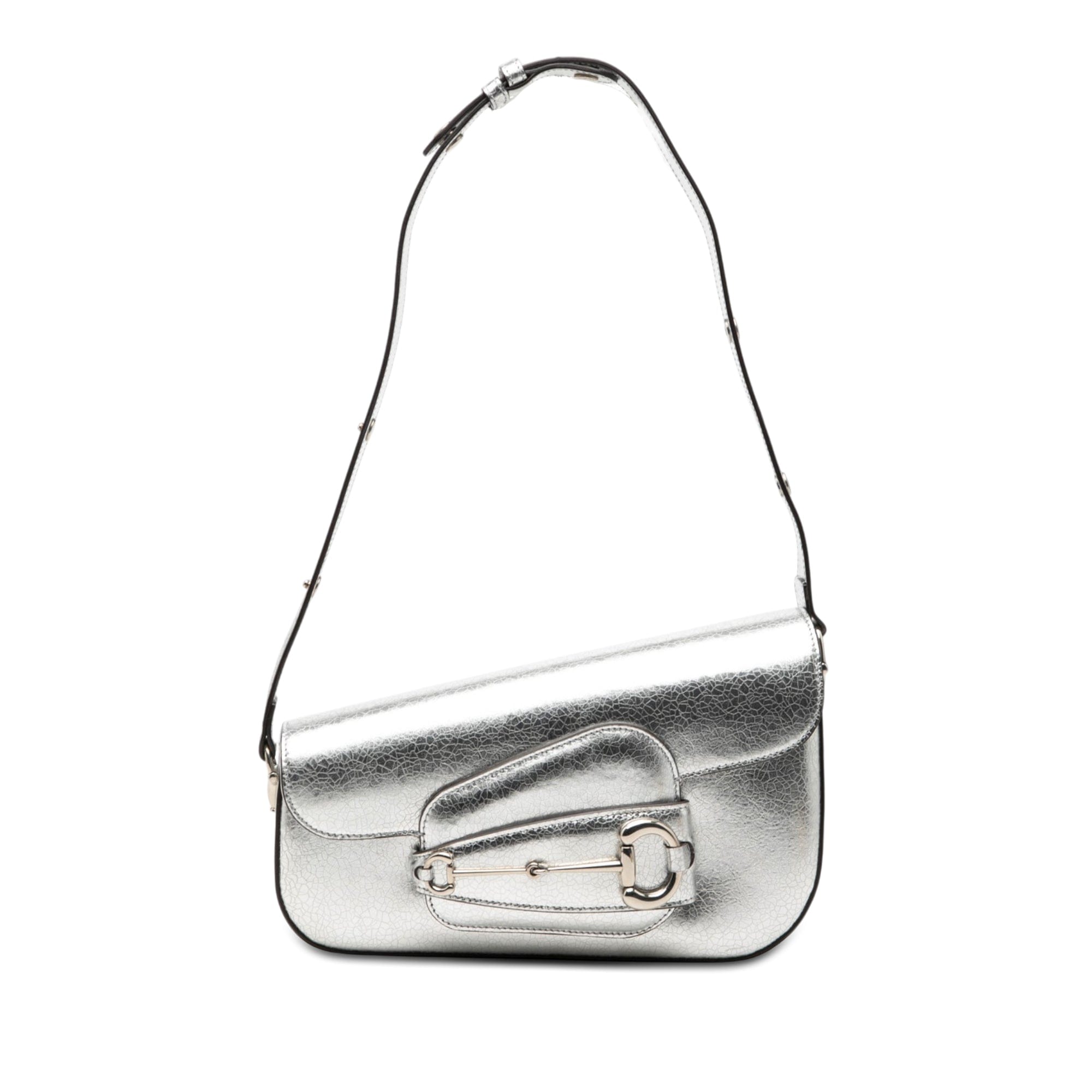 Gucci Metallic Textured Calfskin Asymmetric Horsebit 1955 Shoulder Bag