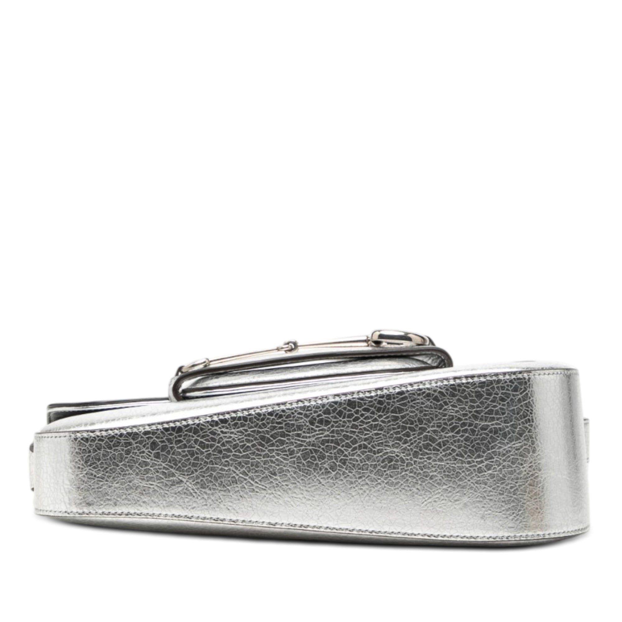 Gucci Metallic Textured Calfskin Asymmetric Horsebit 1955 Shoulder Bag