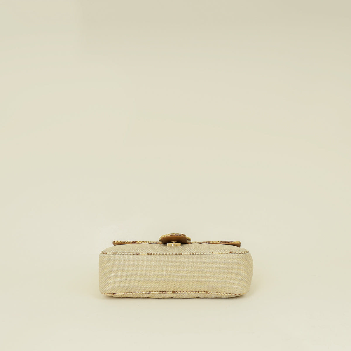 Gucci Beige Natural GG Marmont Raffia Python Medium Shoulder Bag