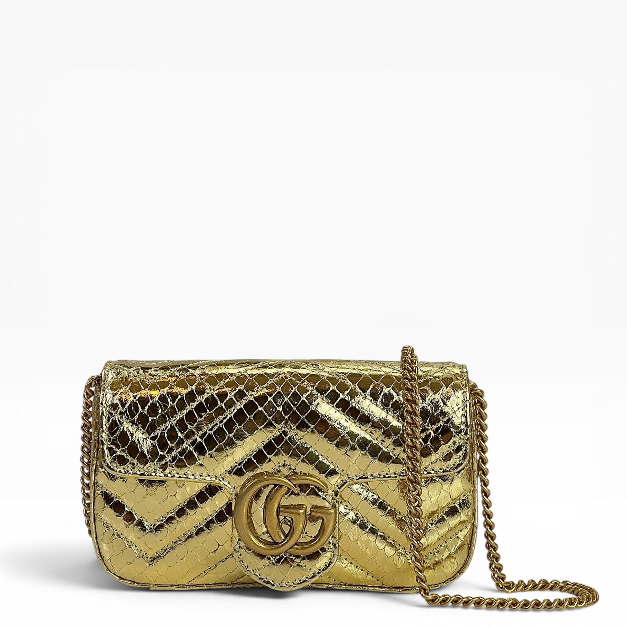 Gucci GG Marmont metallic gold leather mini shoulder bag