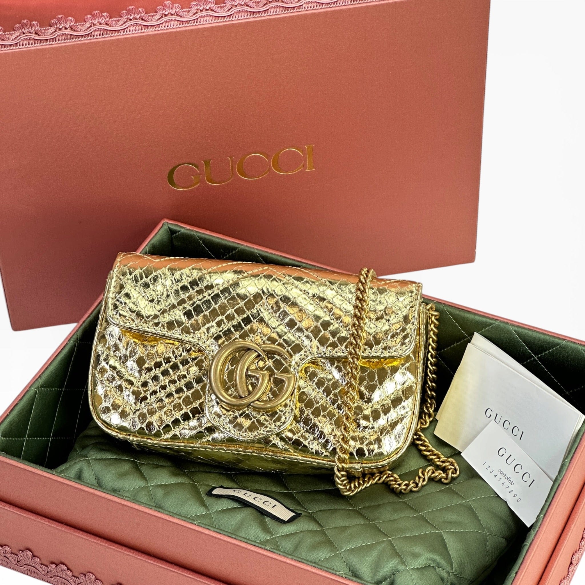 Gucci GG Marmont metallic gold leather mini shoulder bag
