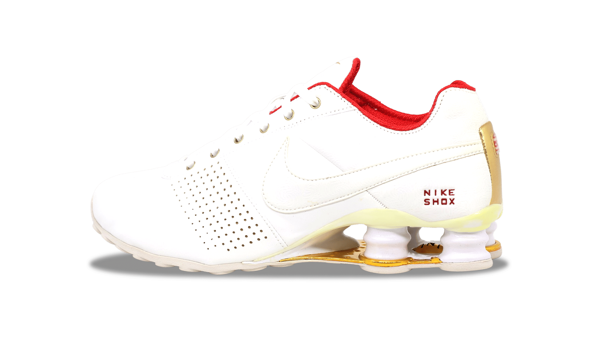 Nike Shox Deliver White Gold University Red (W) (317549 - 118) Women's Size 5W - 7W