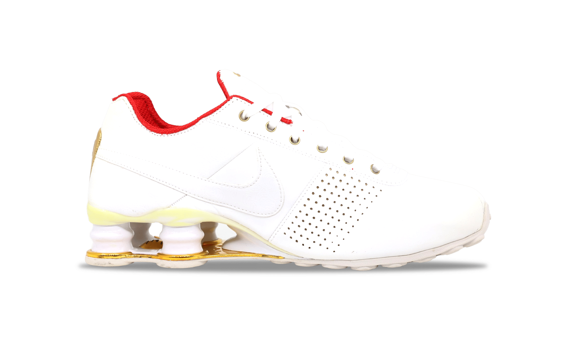 Nike Shox Deliver White Gold University Red (W) (317549 - 118) Women's Size 5W - 7W