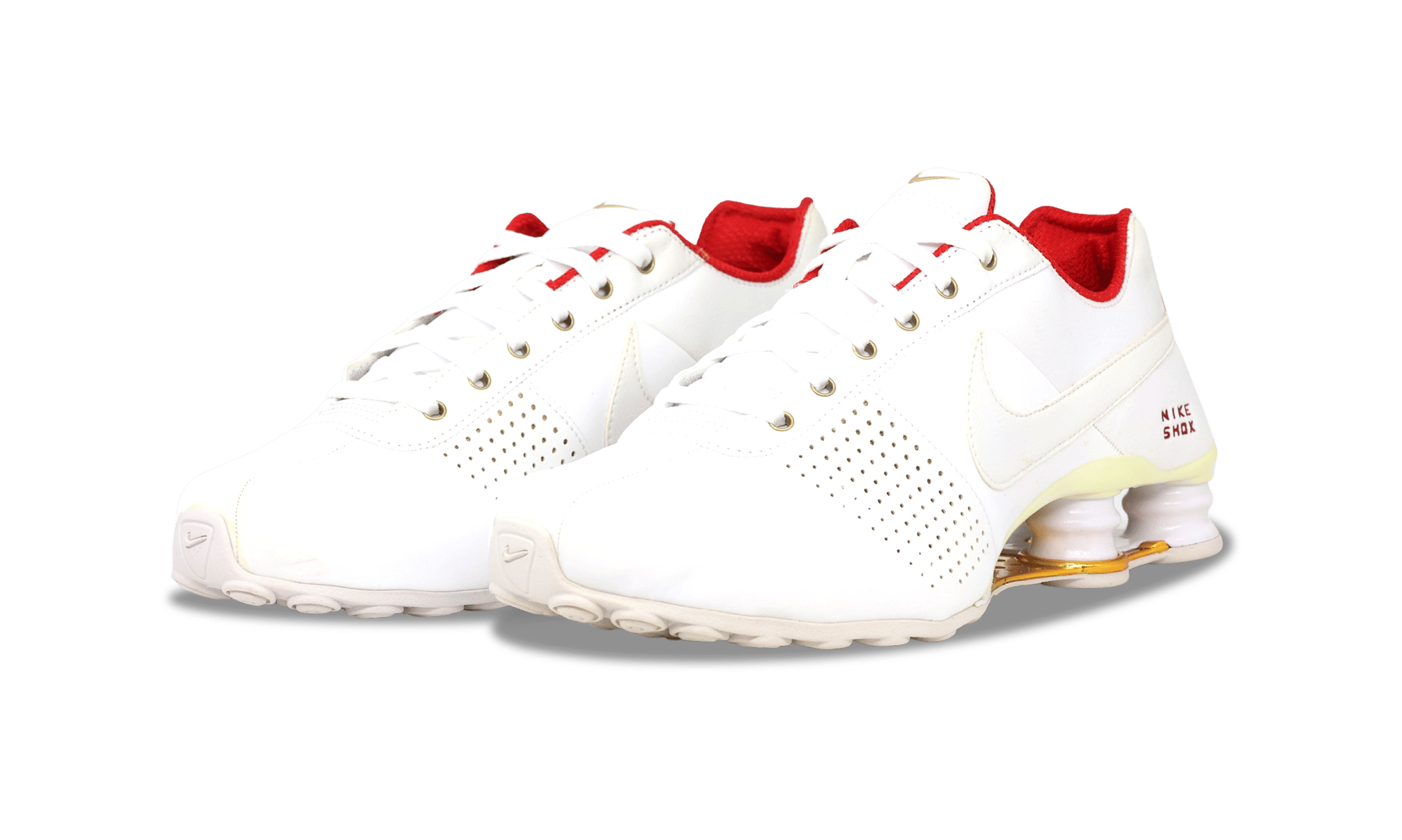 Nike Shox Deliver White Gold University Red (W) (317549 - 118) Women's Size 5W - 7W