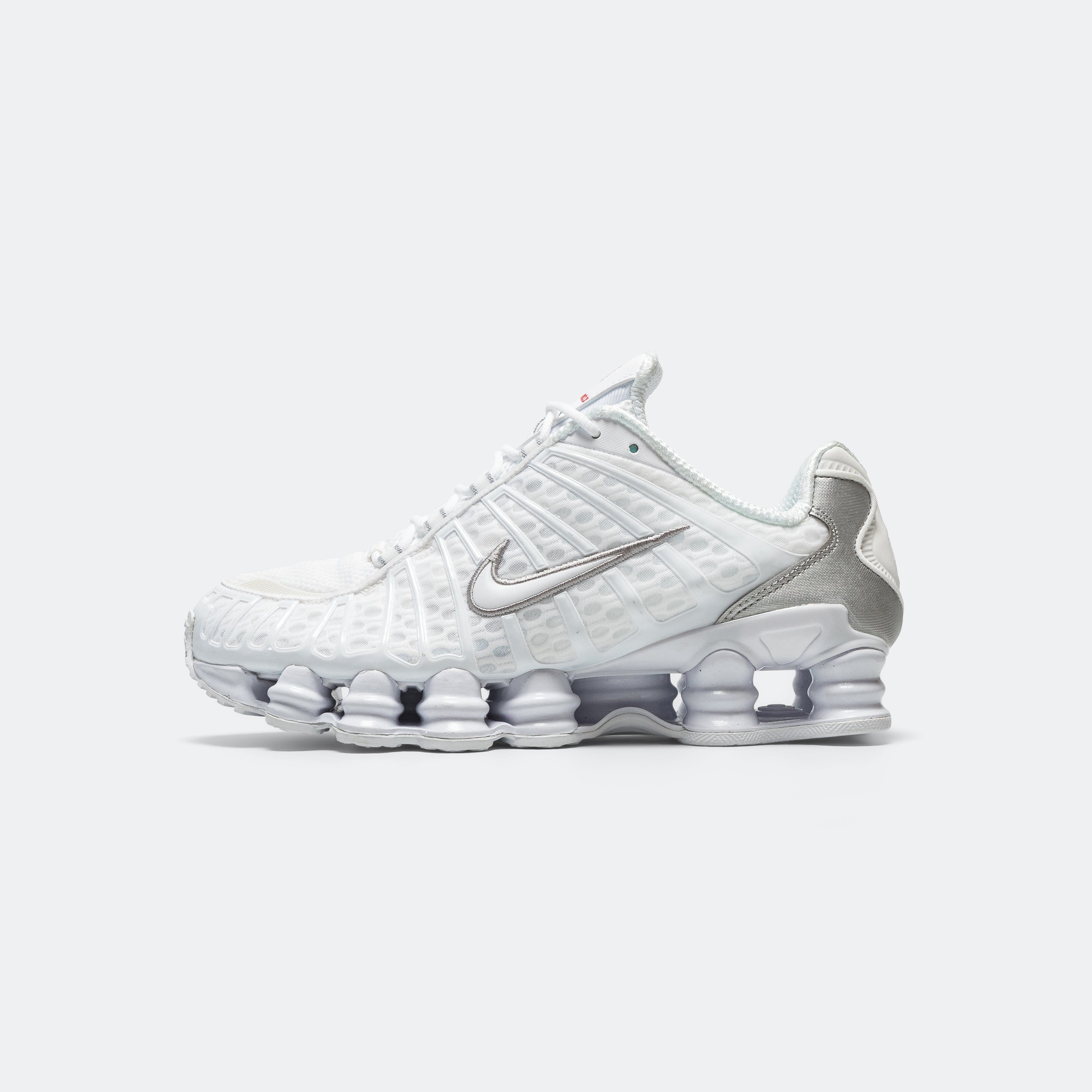 Nike Womens Shox TL - White/White - Metallic Silver - Max Orange