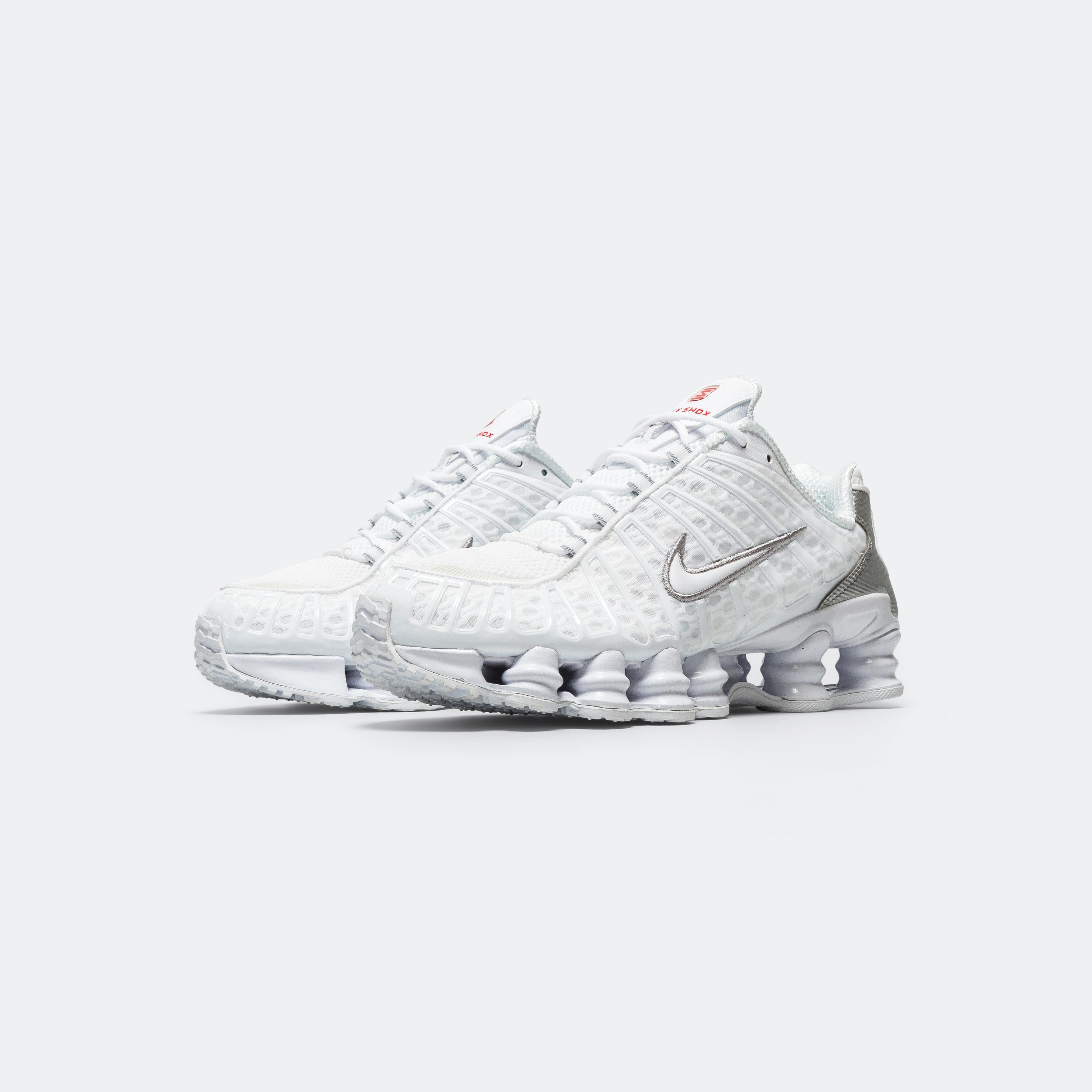 Nike Womens Shox TL - White/White - Metallic Silver - Max Orange