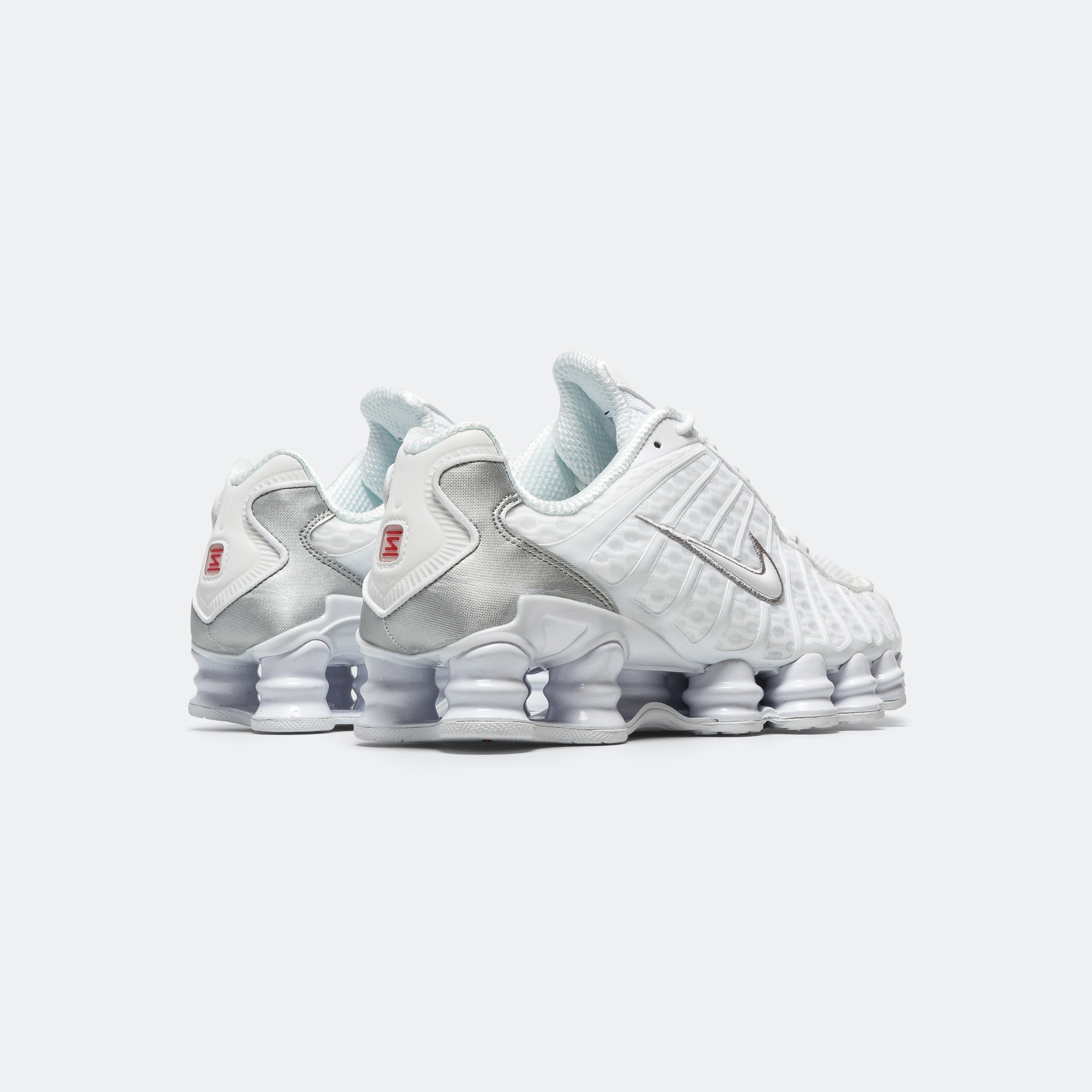 Nike Womens Shox TL - White/White - Metallic Silver - Max Orange