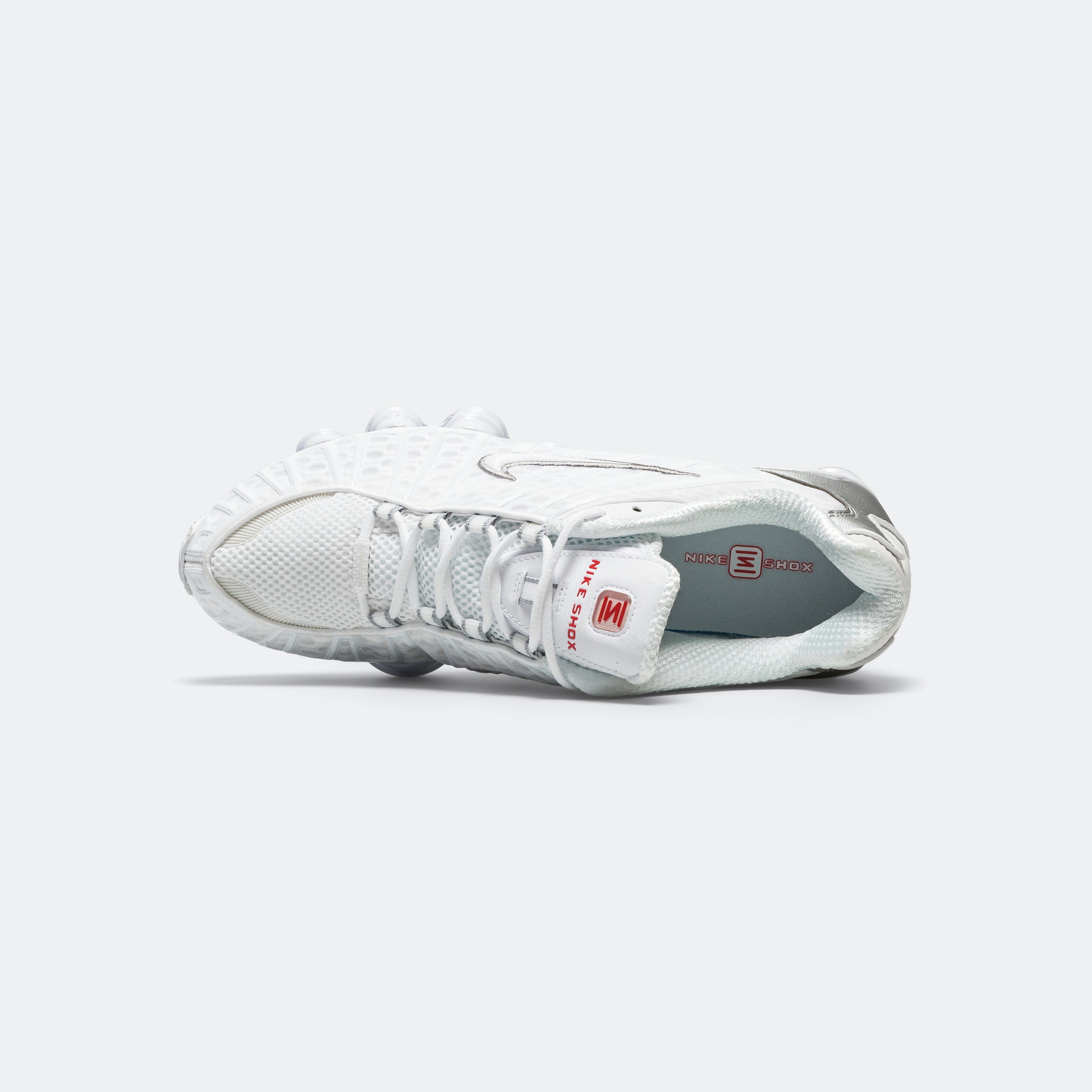 Nike Womens Shox TL - White/White - Metallic Silver - Max Orange